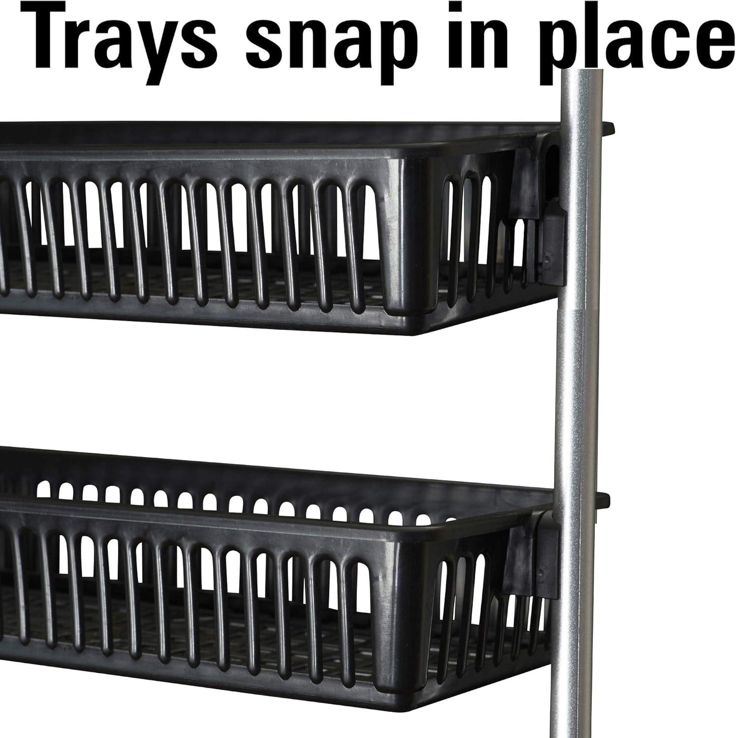 Household Essentials Over the Door Storage Rack, 6 Basket Door Organizer, Great for Use in Pantry as Spice Rack, Black