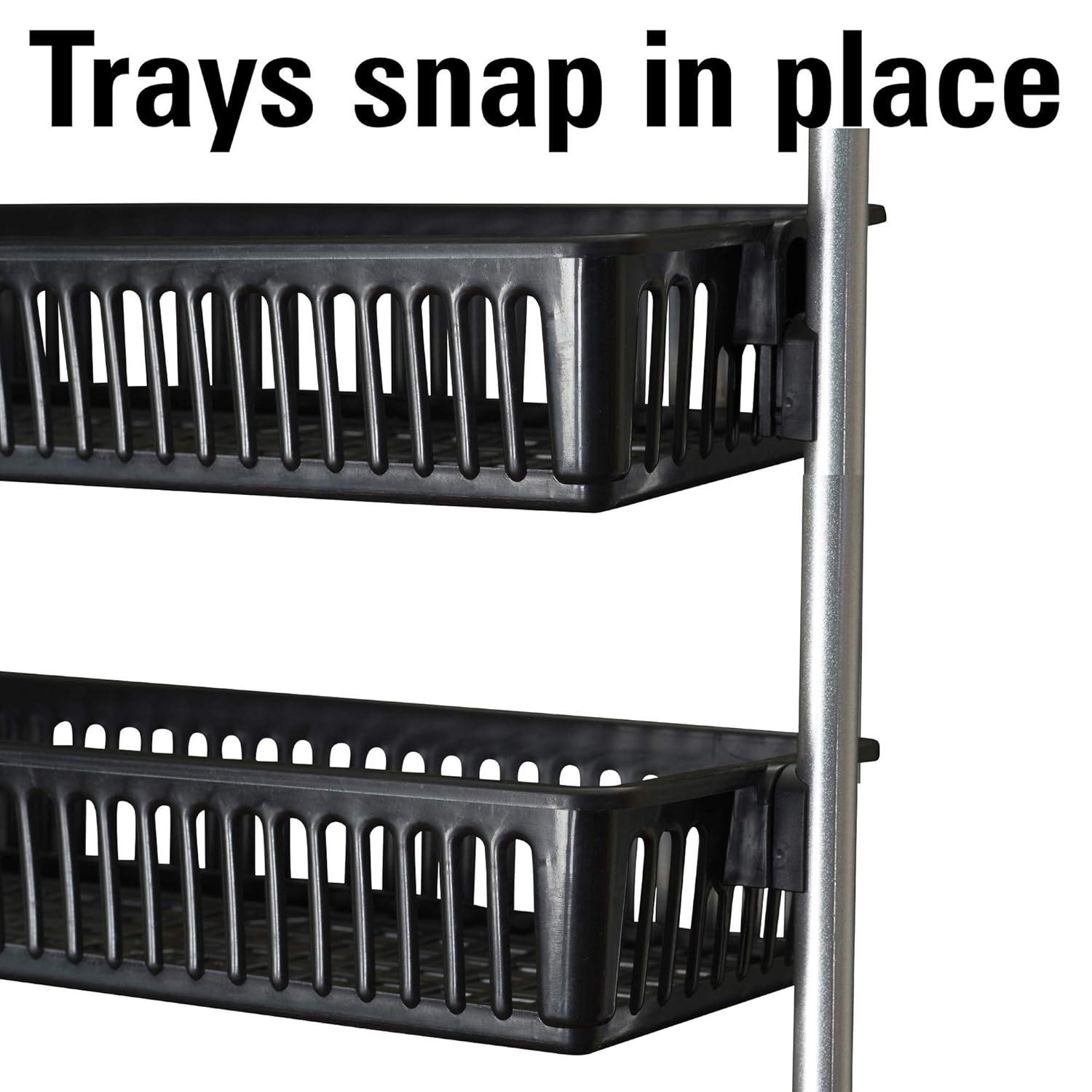 Household Essentials Over the Door Storage Rack, 6 Basket Door Organizer, Great for Use in Pantry as Spice Rack, Black