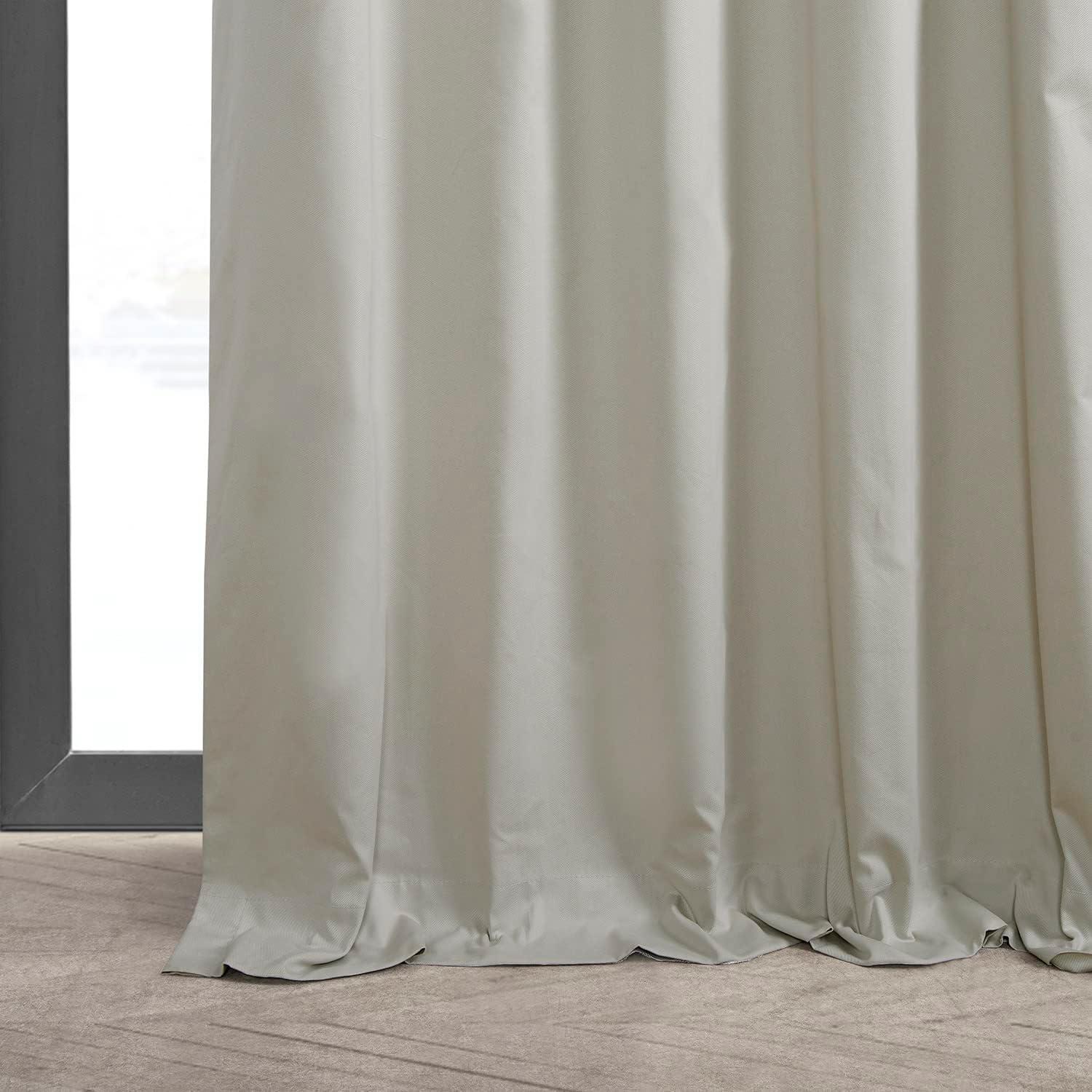Light Greige Ivory Solid Cotton 50 in. W x 84 in. L Rod Pocket Blackout Curtain (Single Panel)