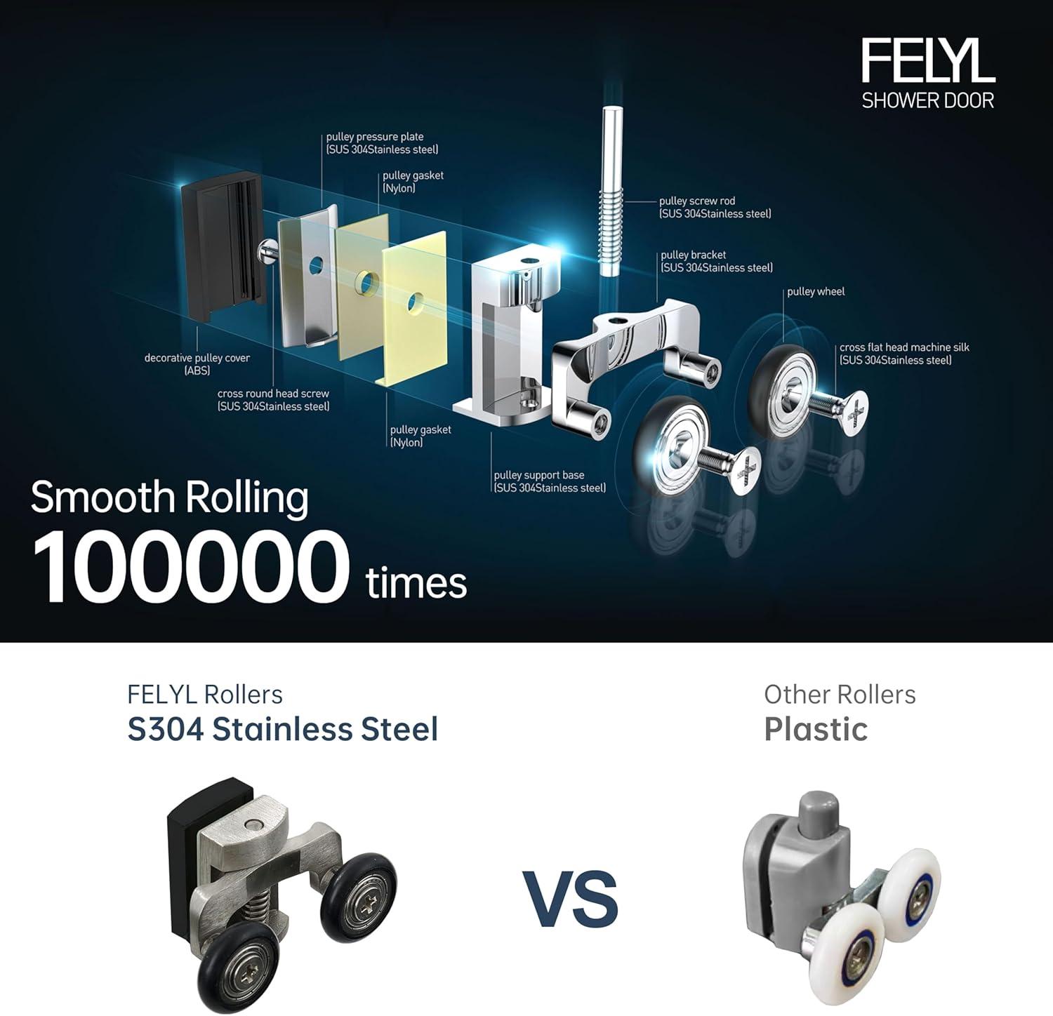 56-60" W x 72" H Framed Grid Pattern Single Sliding Shower Door with 1/4" (6mm) Clear SGCC Tempered Glass in Matte Black Finish, Reversible Installation