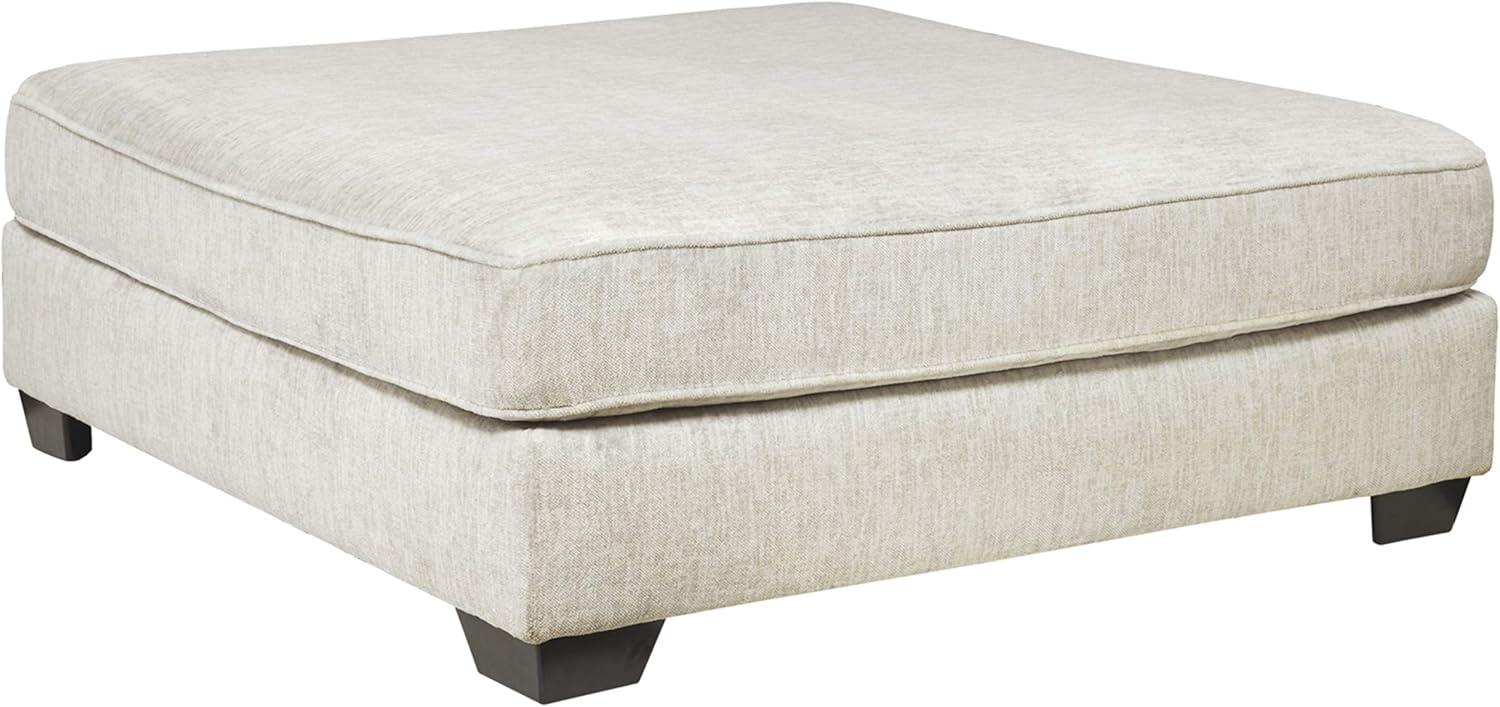 Oversized White Chenille Microfiber Square Ottoman