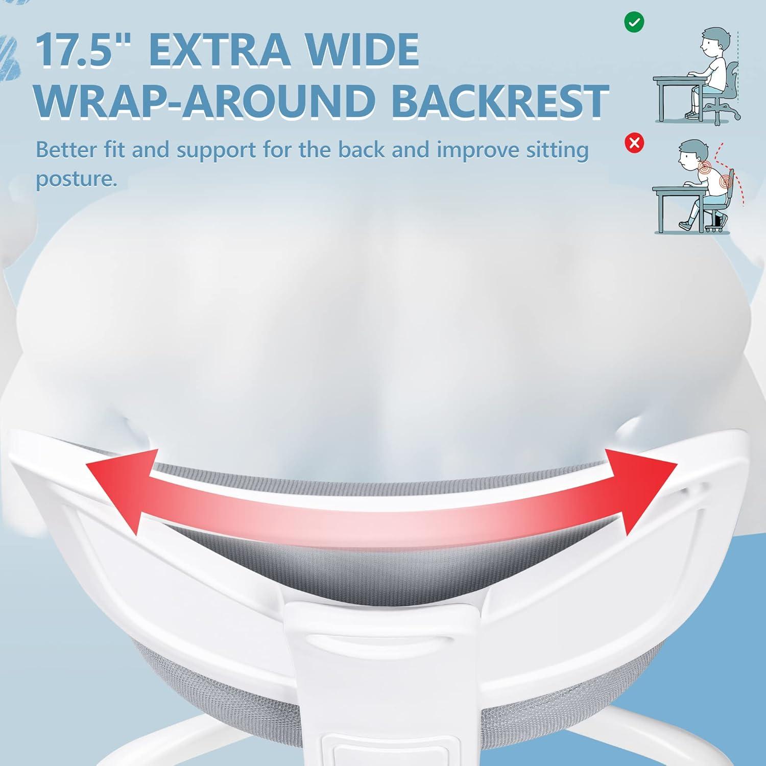 Kids Desk Chair, Pink Study Chair for Boys and Girls with Height Adjustable, Swivel Mesh Task Student Chairs for Ages 4-12, Growing Teen Office Chair for Home, School, or Office (Gray)