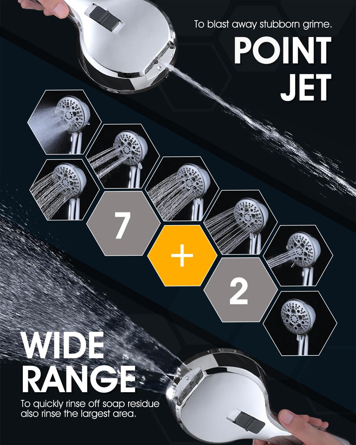 OLHAV Rainfall Shower Head with Handheld Spray Combo, All Metal 12 Inch High Pressure Rain Showerhead V8QF63