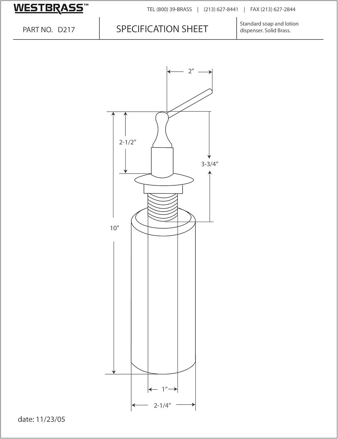 Kitchen Sink Deck Mount Liquid Soap/Hand Sanitizer Dispenser with Refillable 12 oz Bottle in Polished Brass