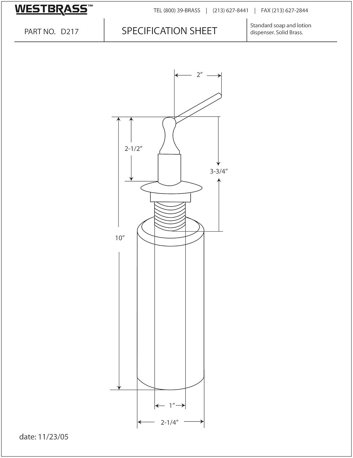 Kitchen Sink Deck Mount Liquid Soap/Hand Sanitizer Dispenser with Refillable 12 oz Bottle in Polished Brass