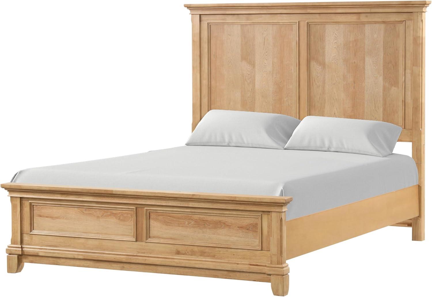 Furniture of America Stratford Solid Wood Queen Panel Bed, Natural Oak