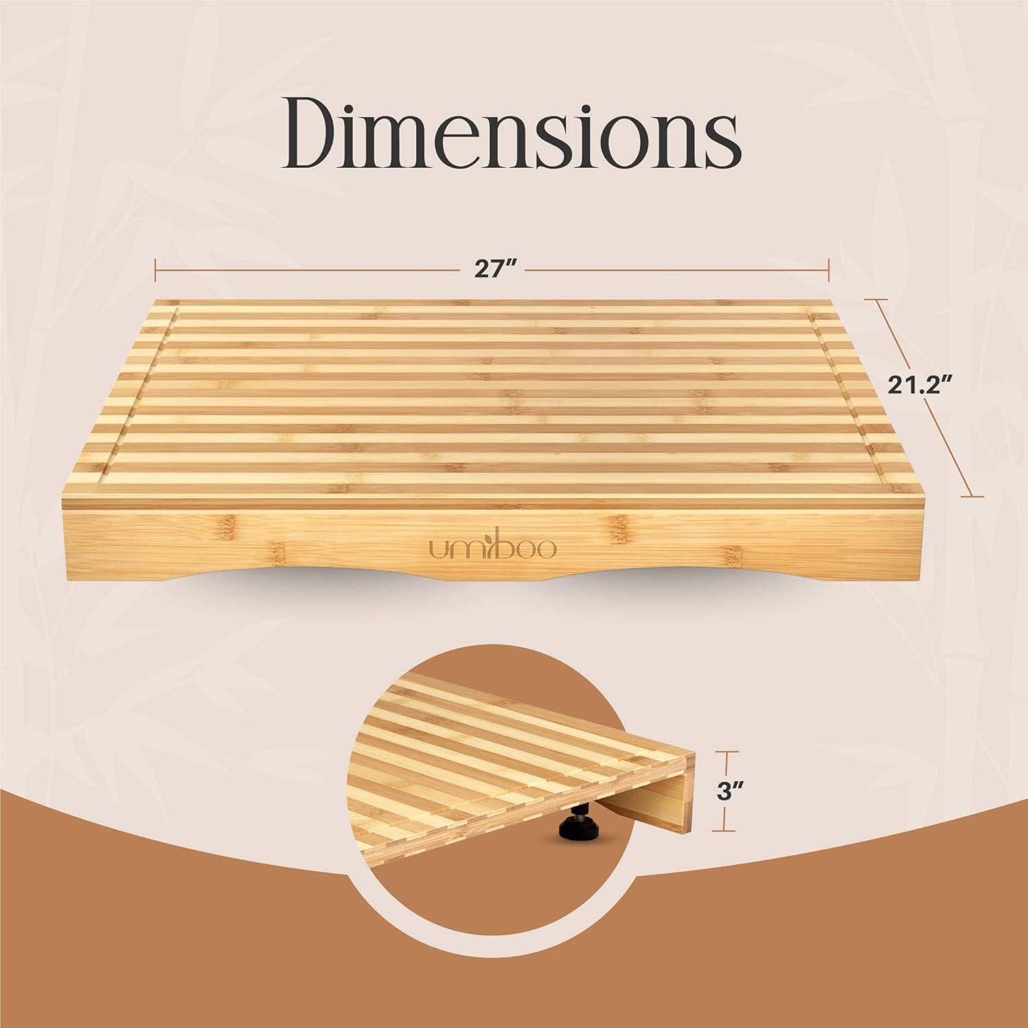 Adjustable Bamboo Rectangular Stove Top Cover and Cutting Board