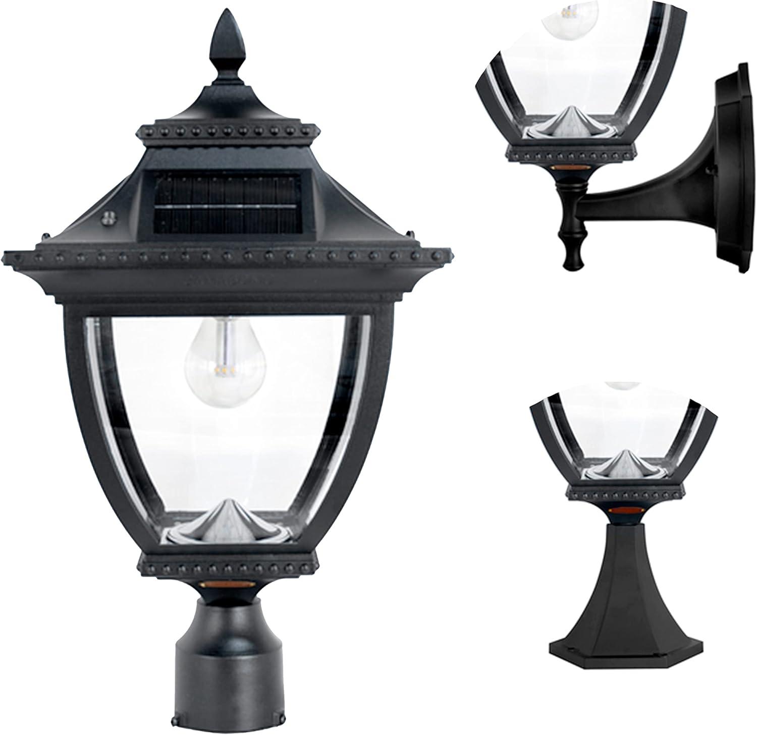 Black Cast Aluminum Solar LED Outdoor Post Light with 3 Mounting Options