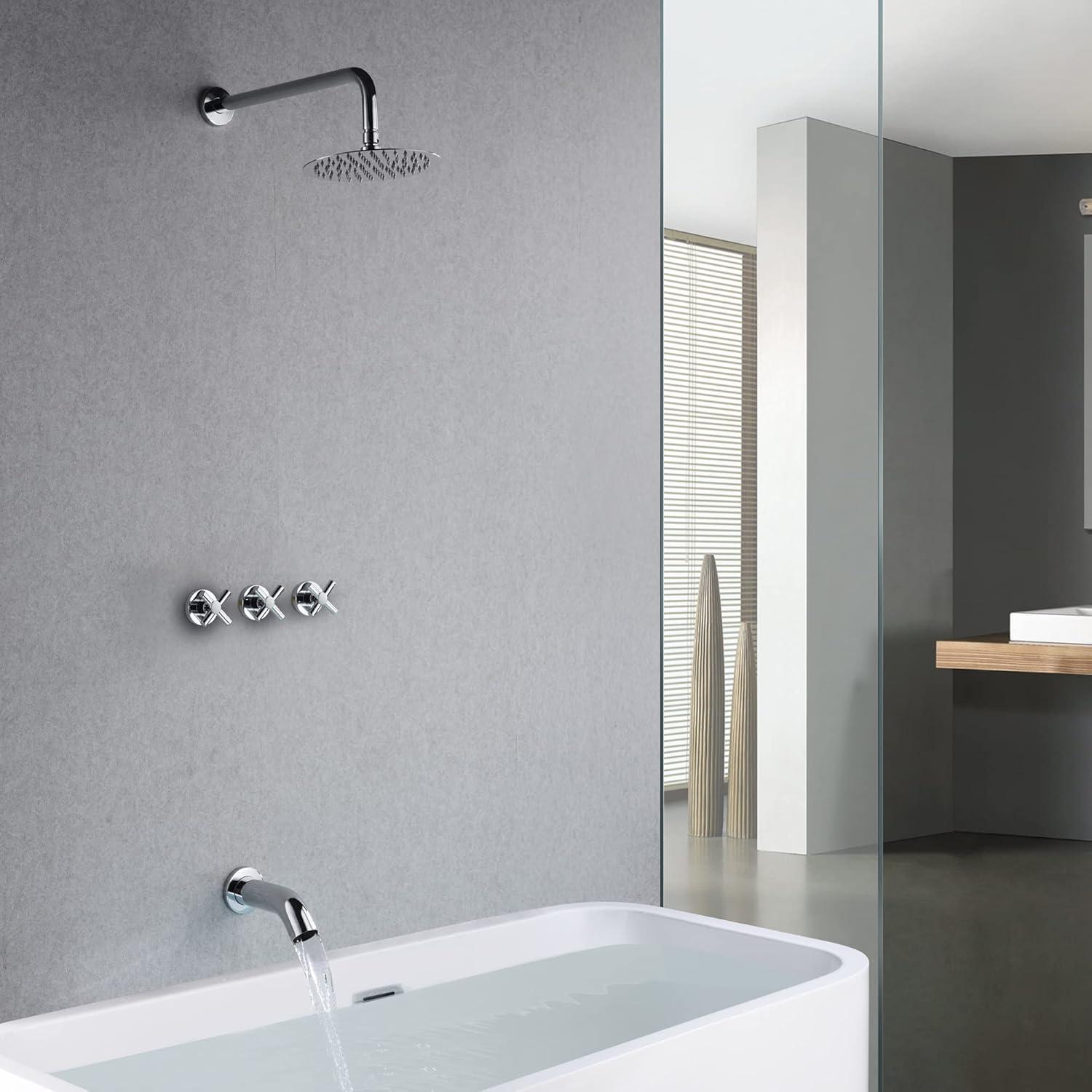 3 Handle Tub and Shower Fixtures with with Rough-in Valve, Chrome