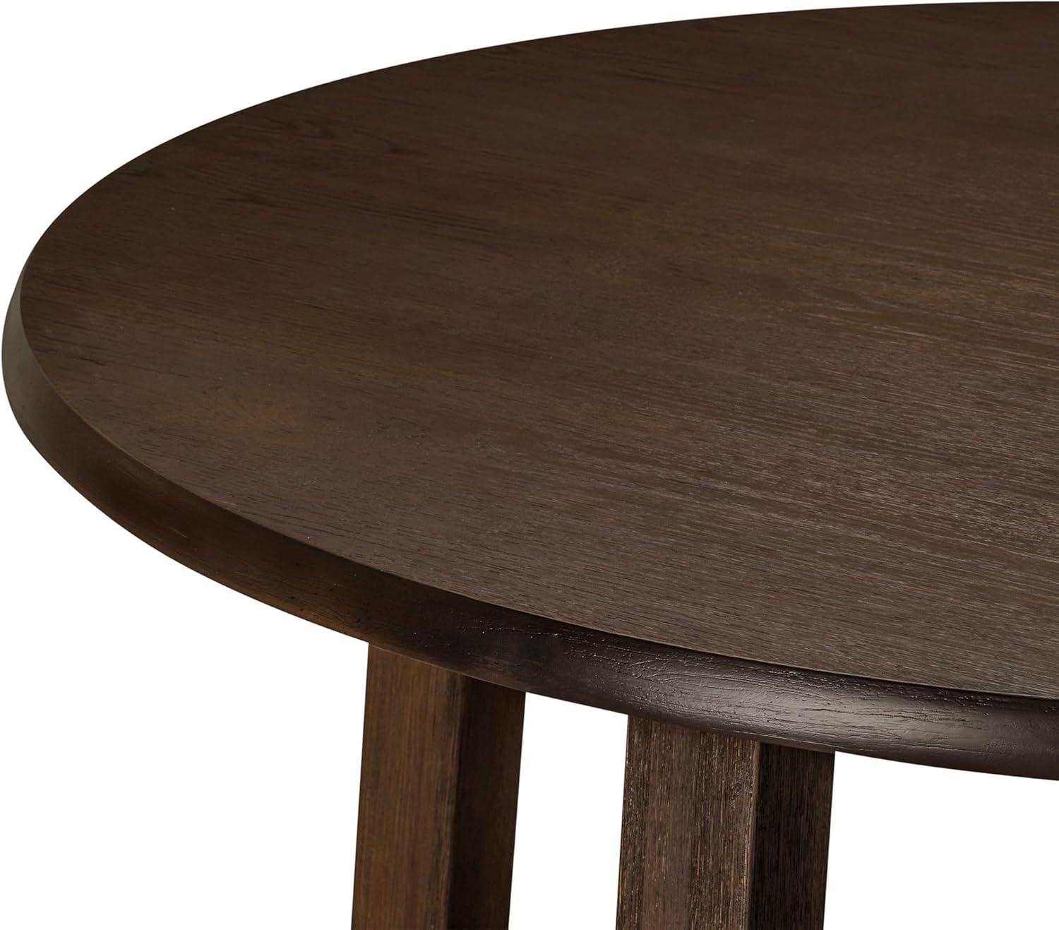 Maven Lane Sasha Round Wooden Dining Table in Weathered Brown Finish