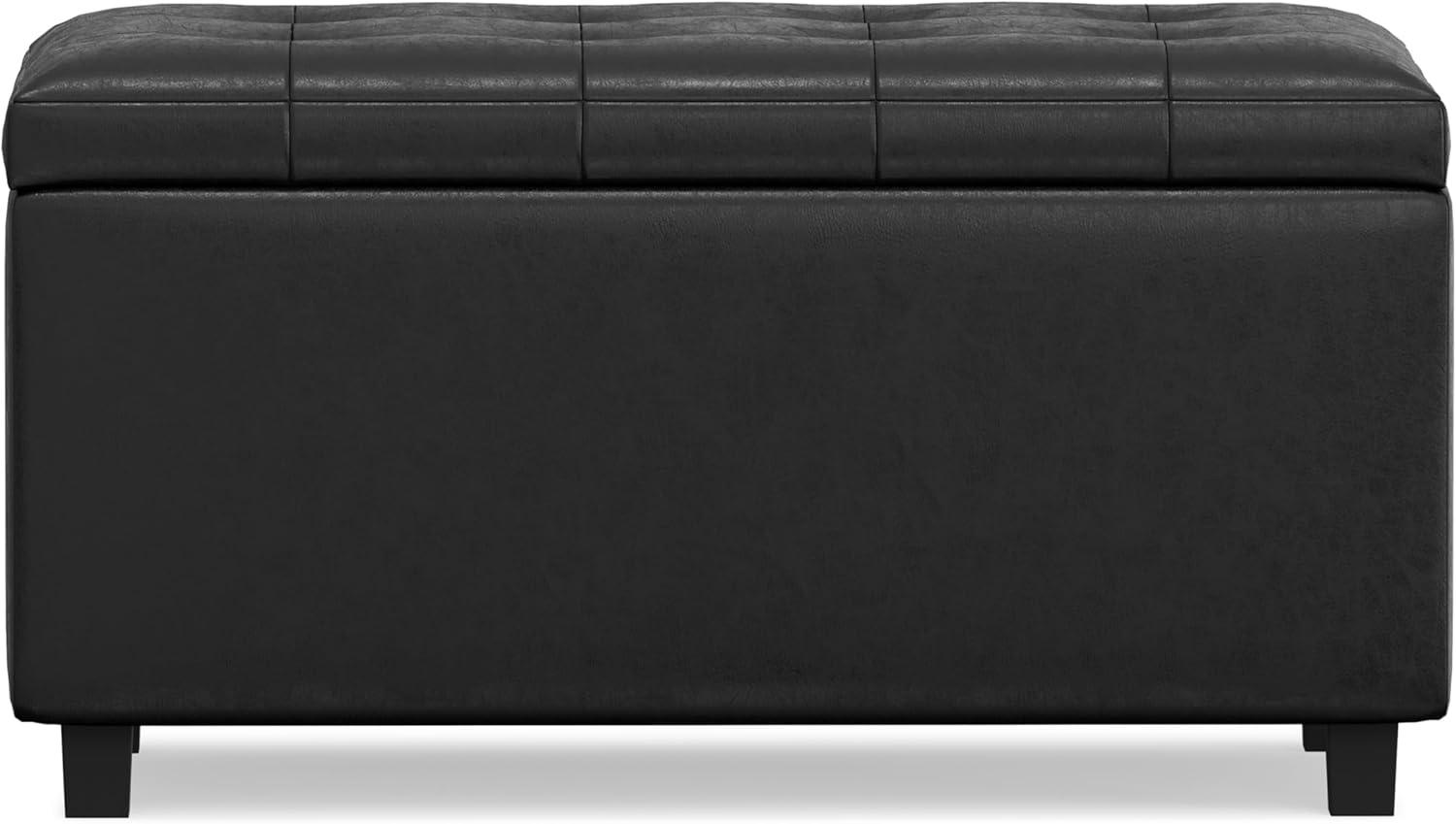 Simpli Home Cosmopolitan Faux Leather Ottoman
