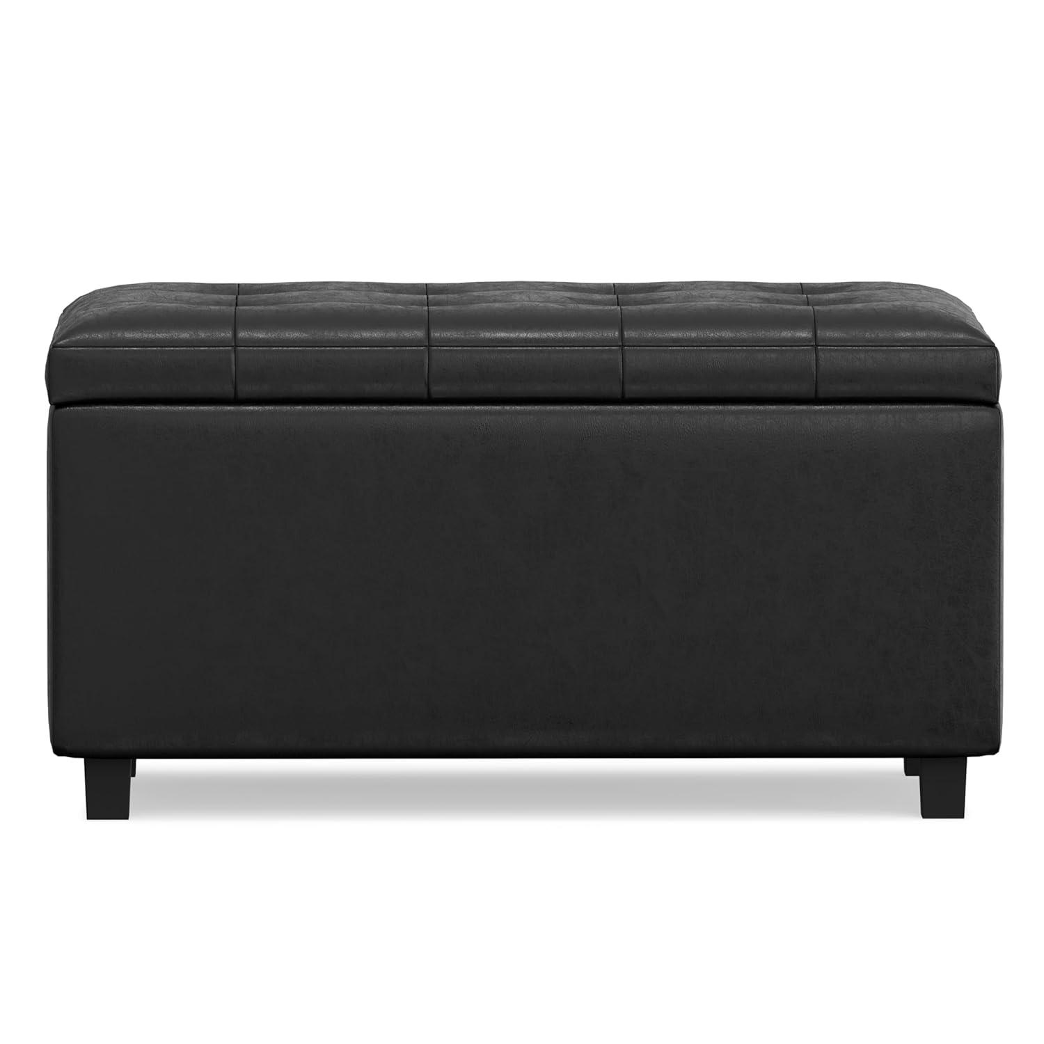 Simpli Home Cosmopolitan Faux Leather Ottoman