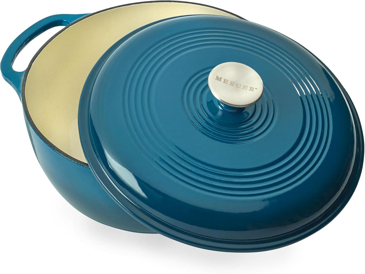 Turquoise Enameled Cast Iron 6-Quart Round Dutch Oven