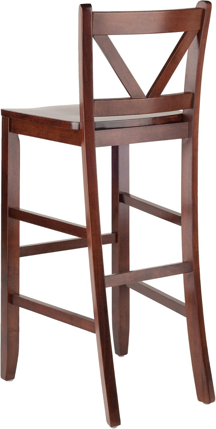 Winsome Wood Victor 30" V-Back Bar Stool, Set of 2, Walnut Finish