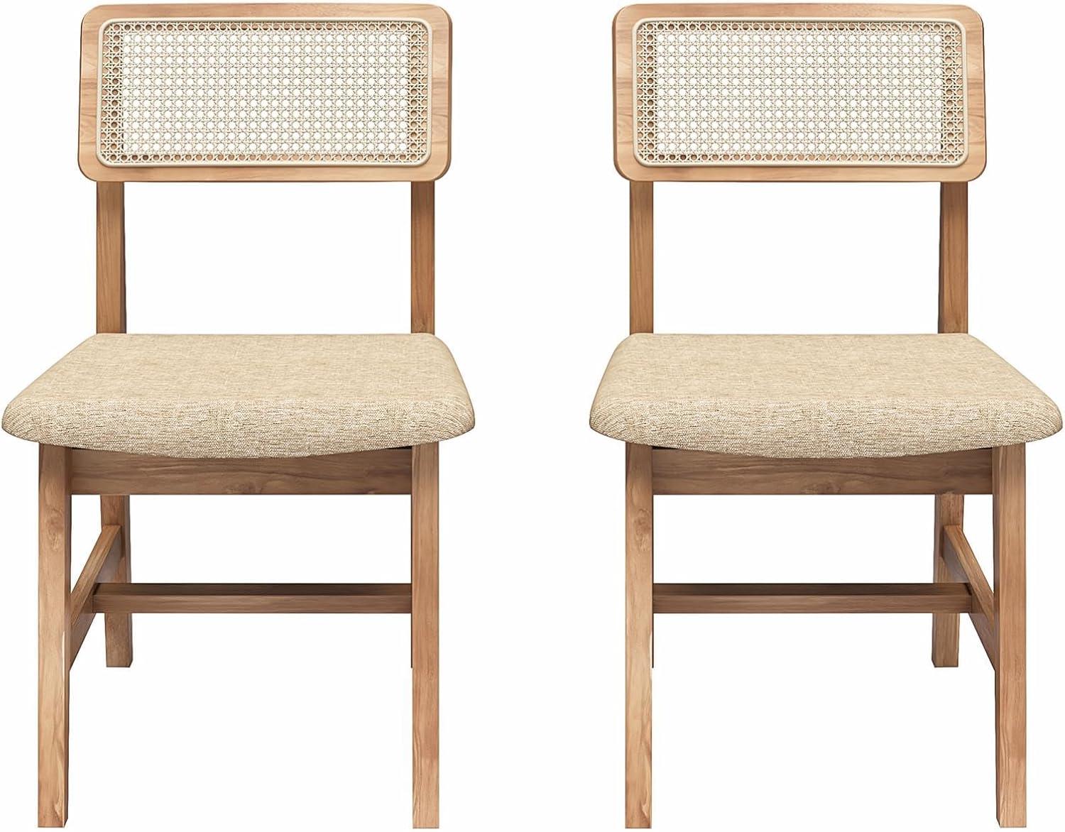 DHP Eleni Cane Dining Chairs, Set of 2, Cream/Seadrift