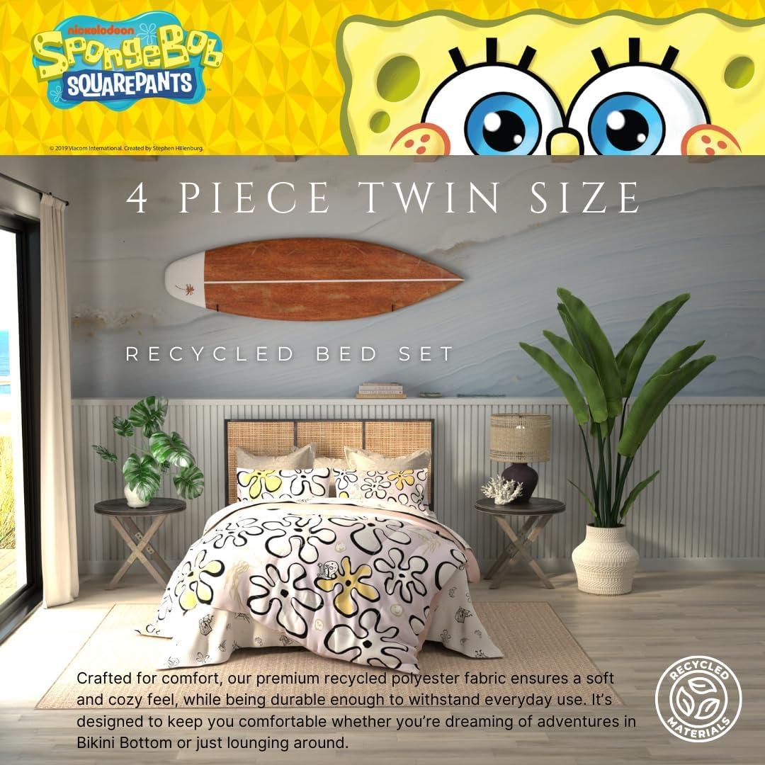 SpongeBob SquarePants Twin Bed-in-a-Bag, 4-Piece, Recycled Microfiber