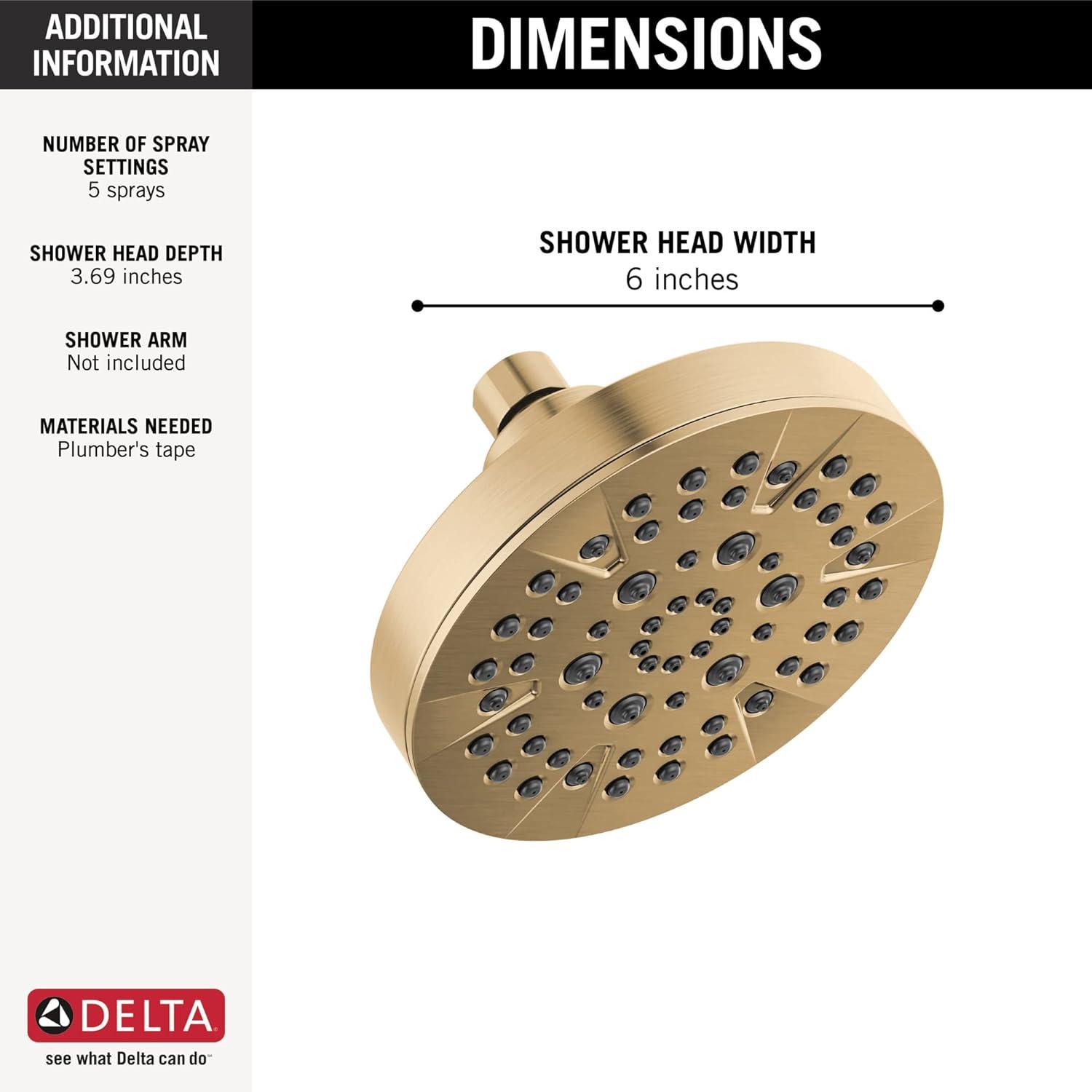 Champagne Bronze 6" Wall Mounted Multi-Function Shower Head