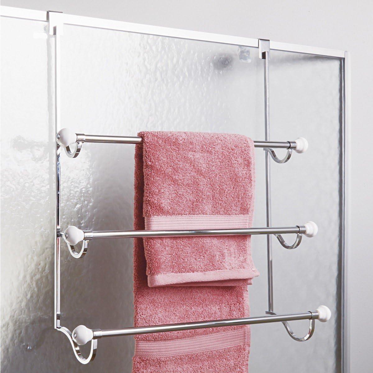 York Metal Over the Shower Door Towel Rack for Bathroom, 4.75" x 17.75" x 22.5", Chrome