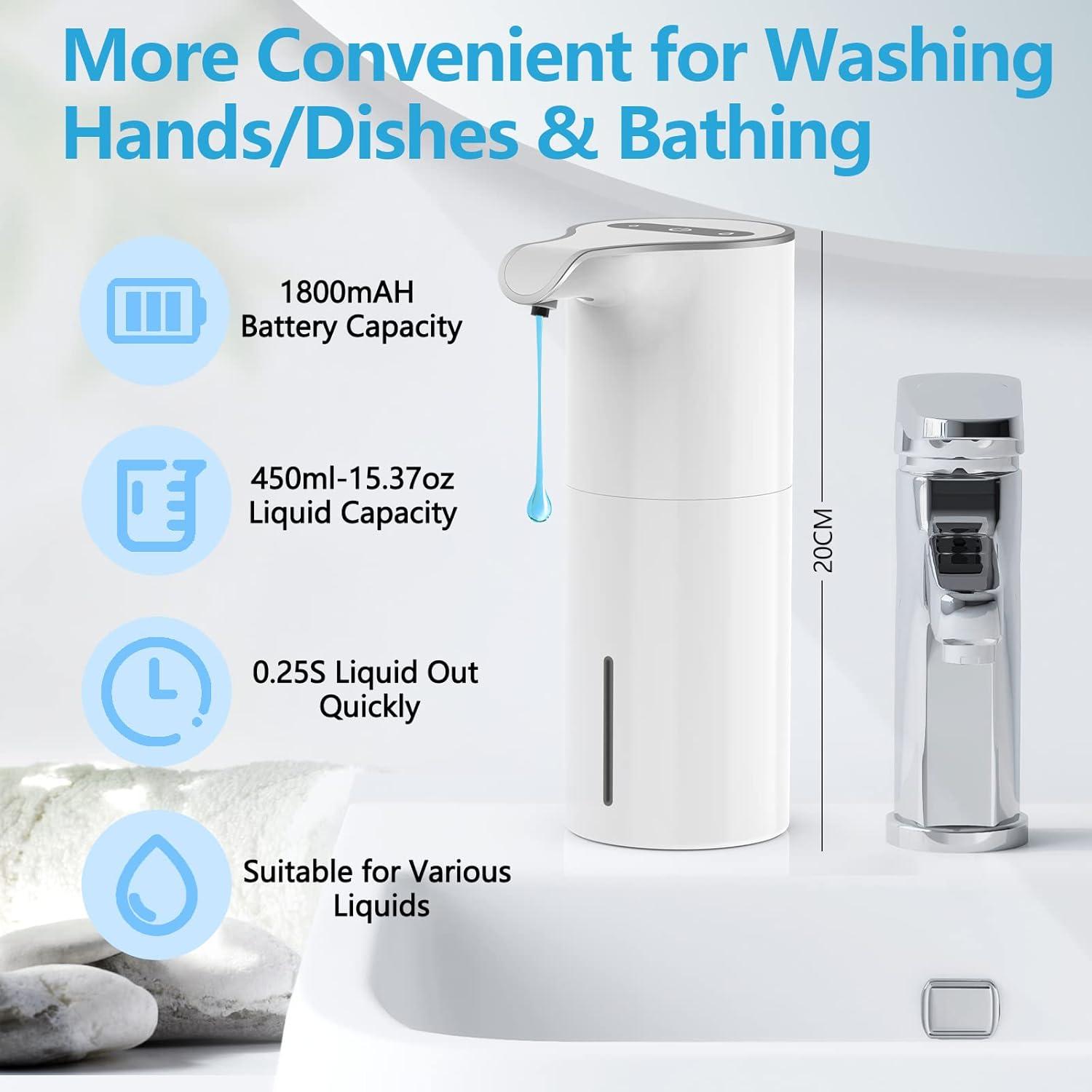 White Automatic Touchless Liquid Soap Dispenser with Motion Sensor