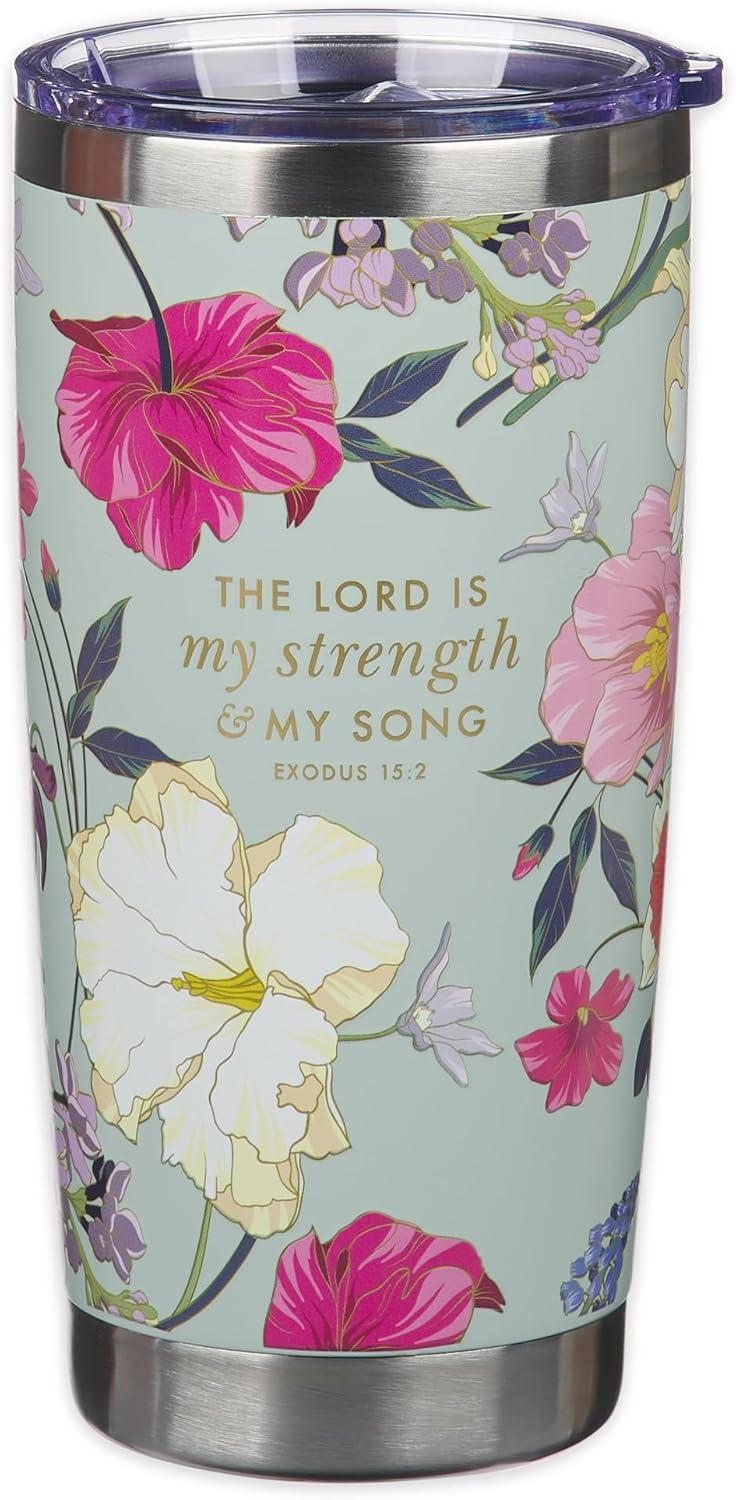 Christian Art Gifts Large Stainless Steel Travel Mug for Women: Lord Is My Strength Bible Verse, Double Wall Vacuum Insu, (Hardcover)