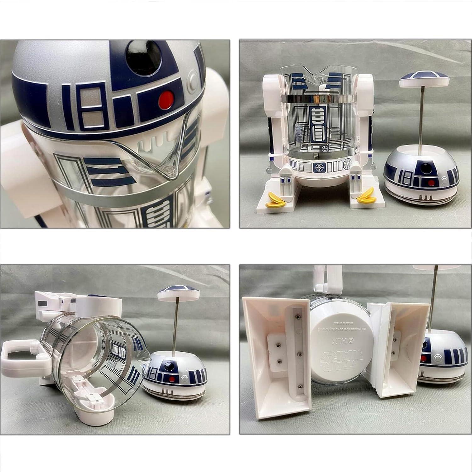 TEENKON French Press Insulated 304 Stainless Steel Coffee Maker, 32 Oz Robot R2D2 Hand Home Coffee Presser, with Filter Screen for Brew Coffee and Tea (White)