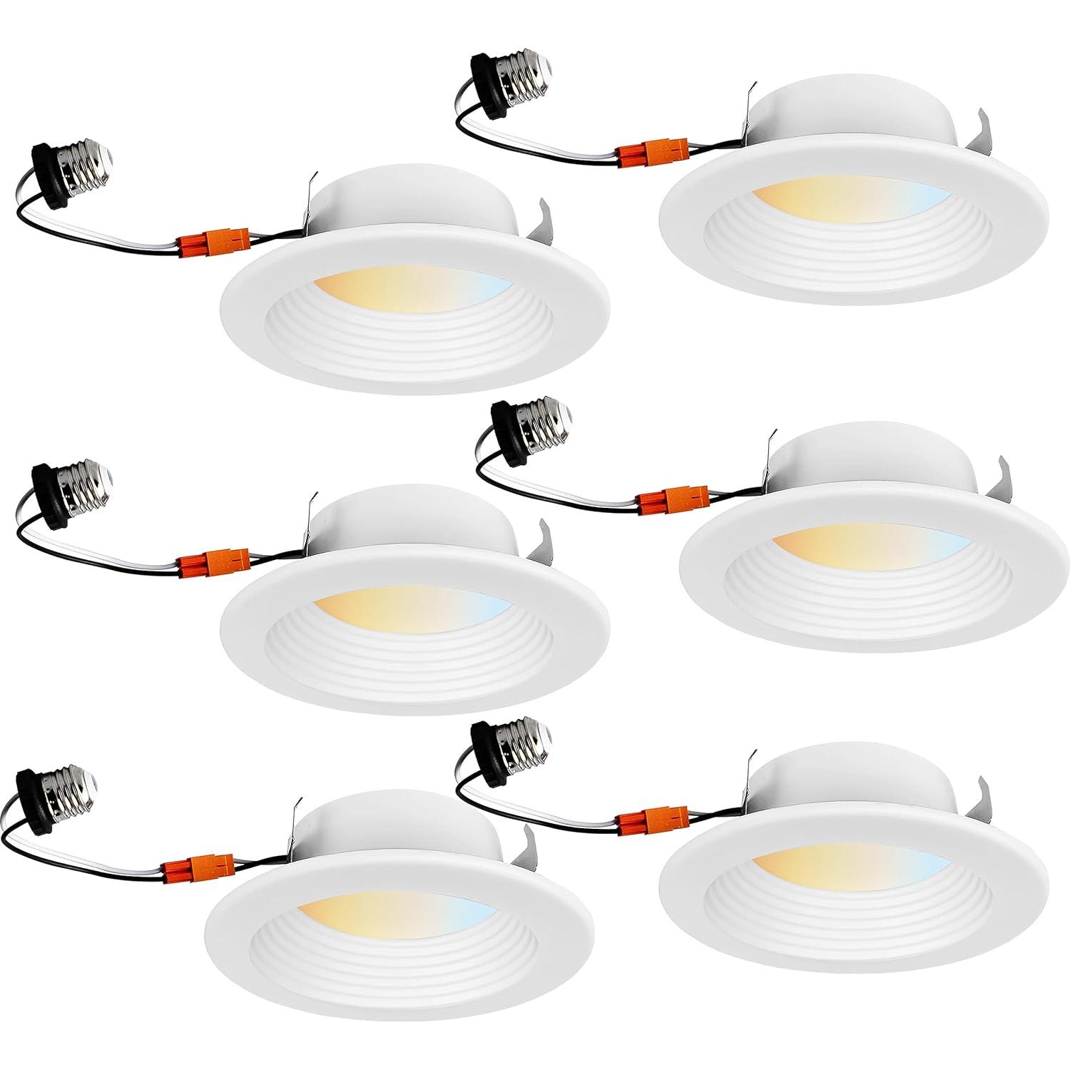 Sunlite 5.5'' Selectable Color Temperature LED Retrofit Recessed Lighting Kit (Set of 6) WF41737