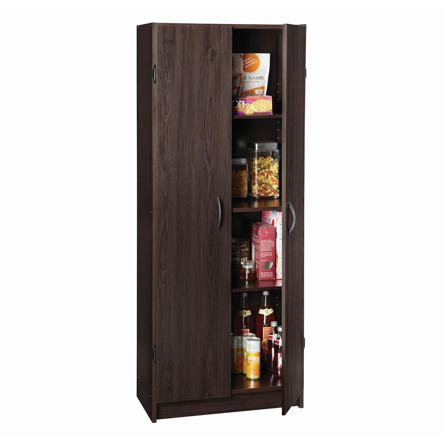 Cabinet Cupboard with 2 Doors, Adjustable Shelves Standing, Storage for Kitchen, Laundry, or Utility Room, Espresso