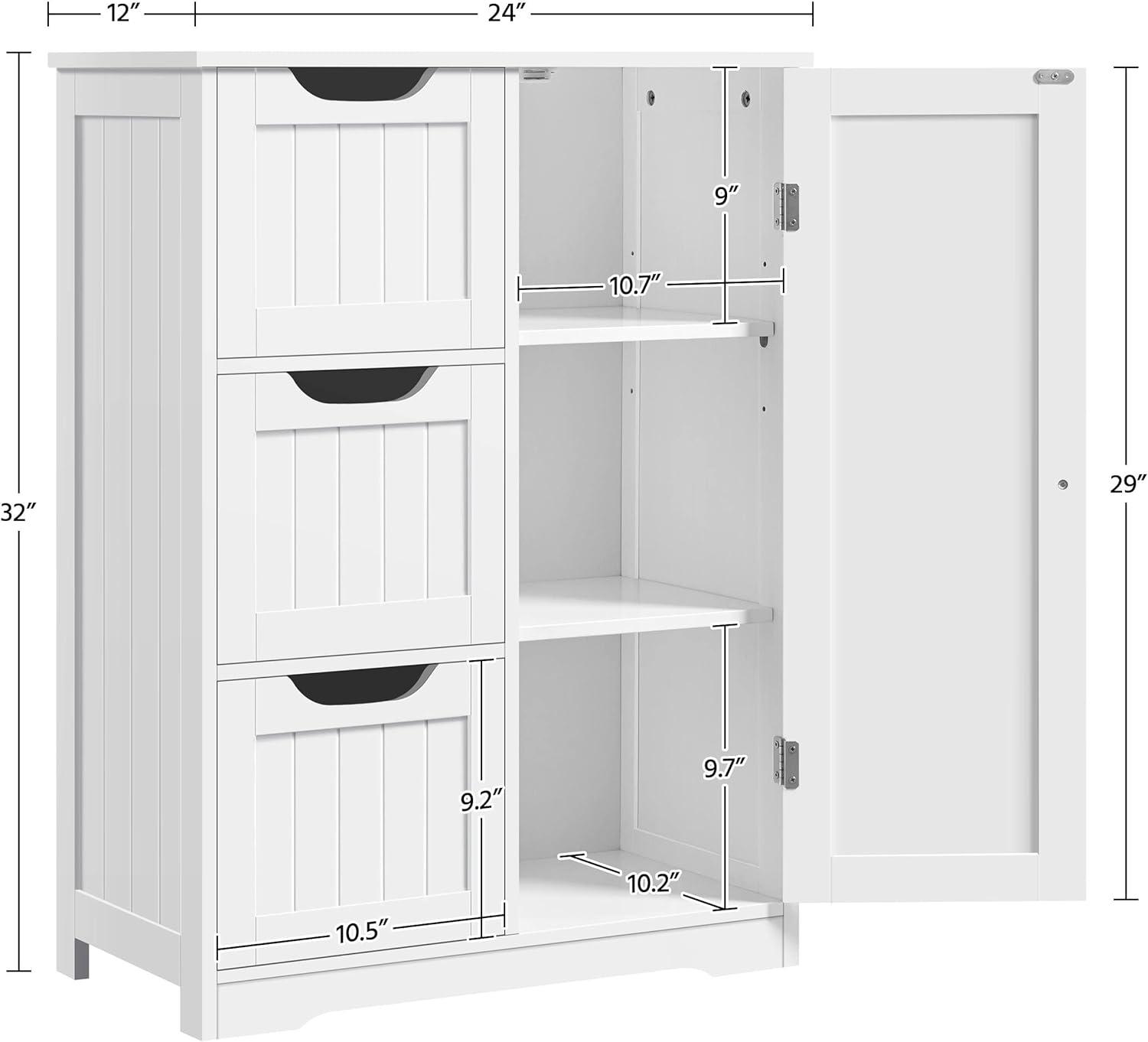 Yaheetech Free-Standing Bathroom Storage Cabinet Floor Cabinet White