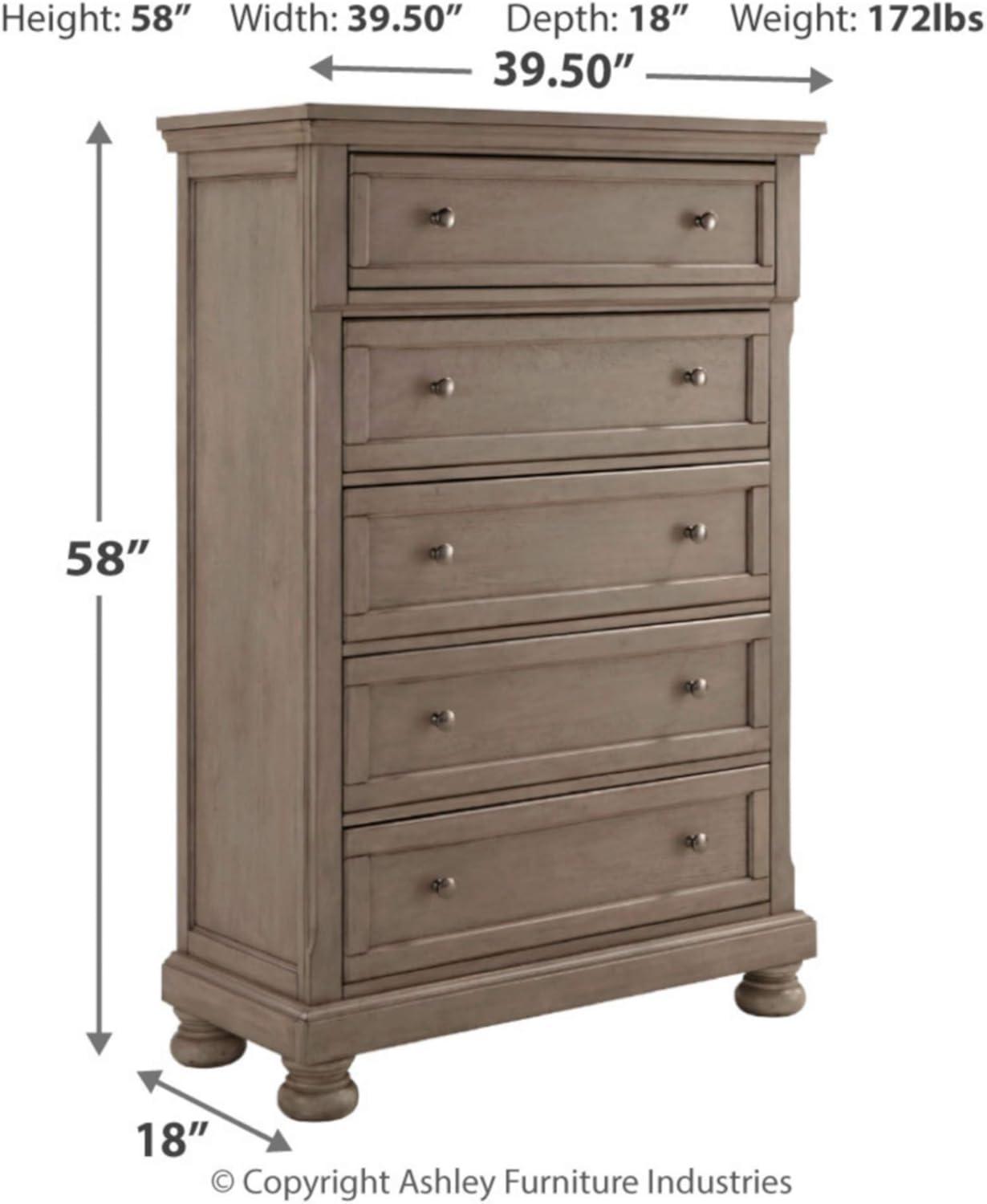 Ashley Furniture Lettner 5 Drawer Chest in Light Gray