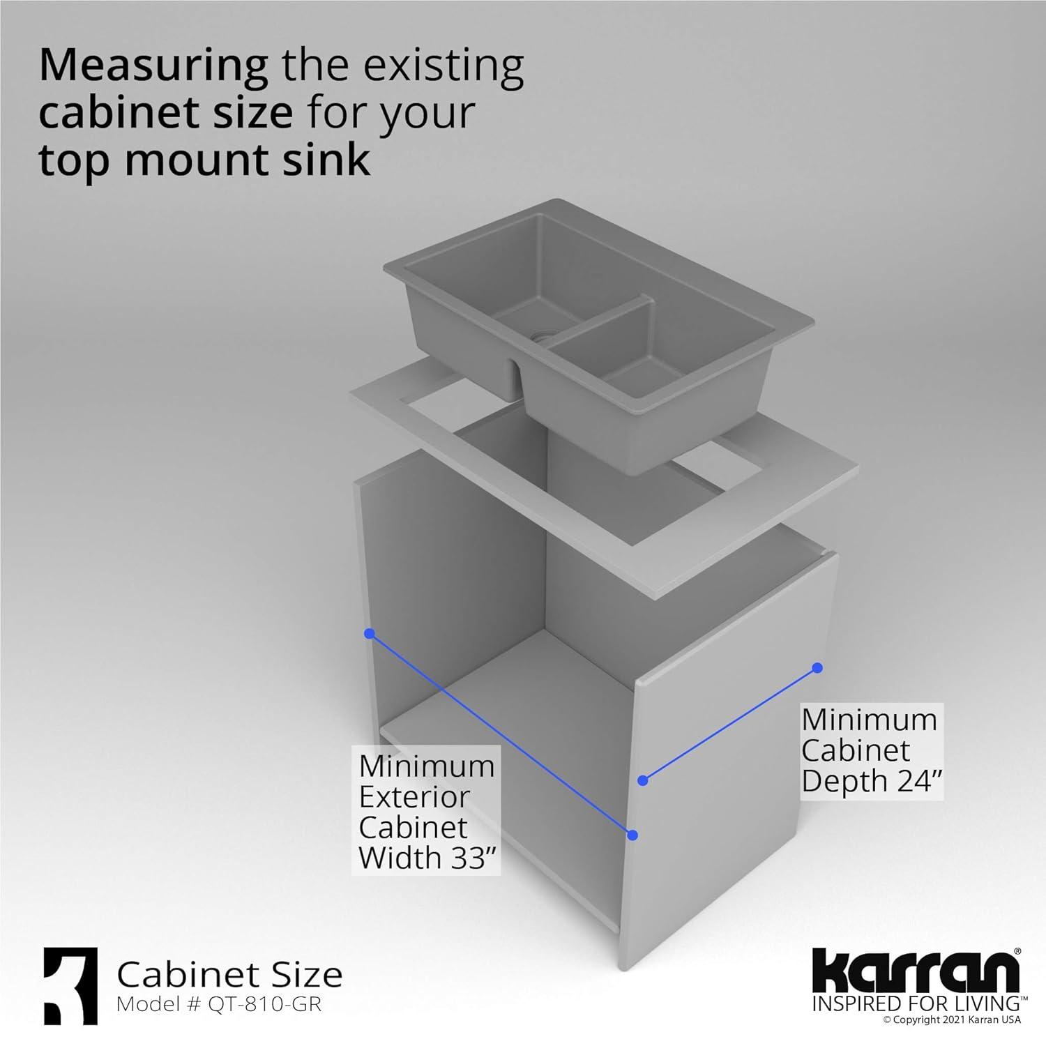 Karran Quartz 33'' X 22'' 50/50 Double Bowl Composite Drop-in Kitchen Sink