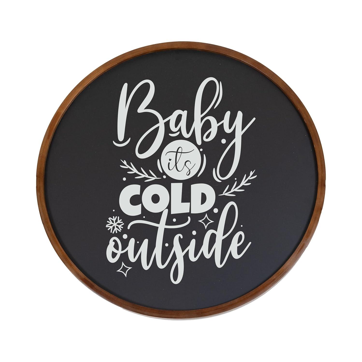 Inbox Zero Round Magnetic Wall Chalkboard With Rustic Brown Frame