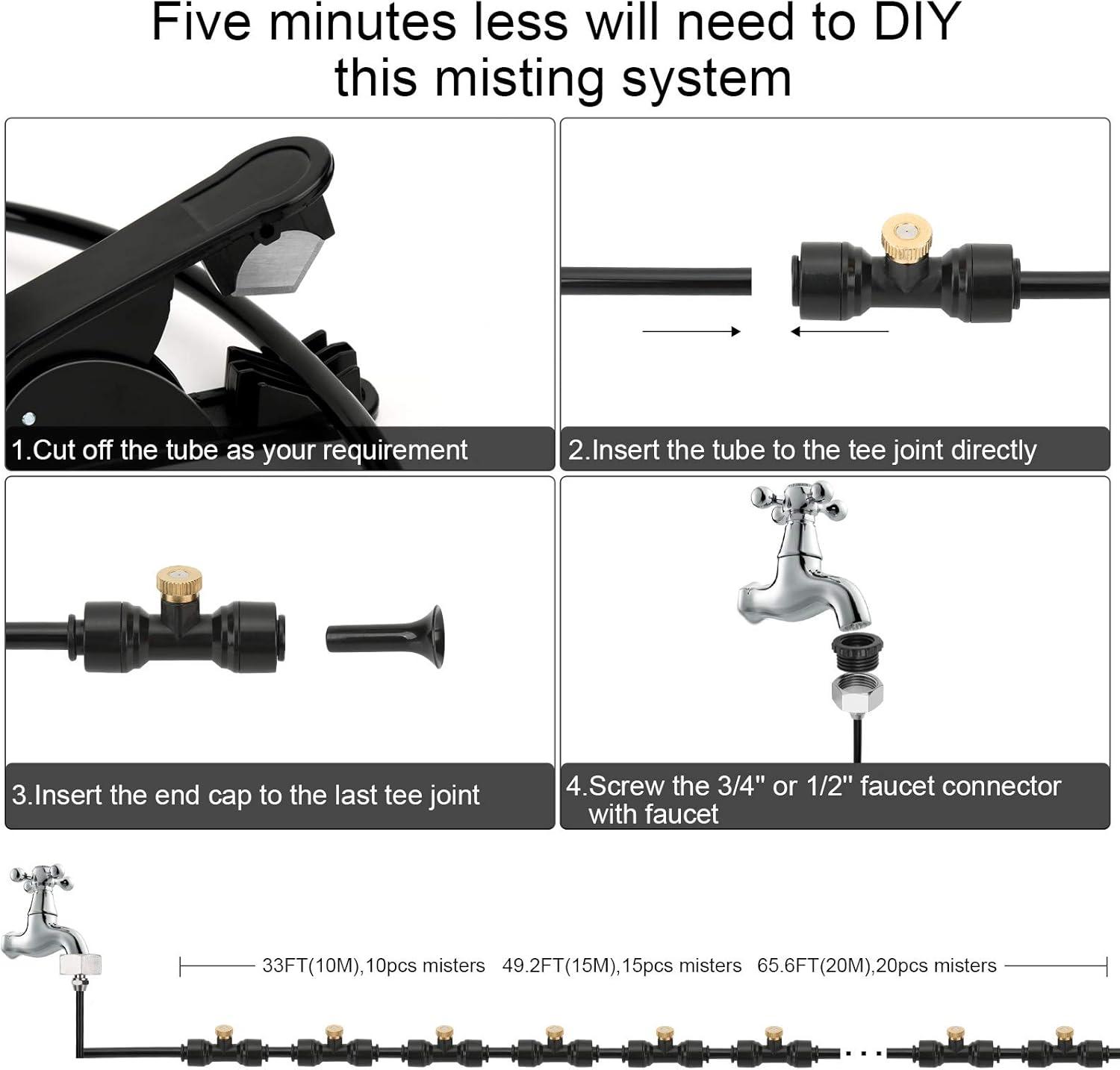 DIY Black Brass Patio Misting Kit with UV-Resistant Line