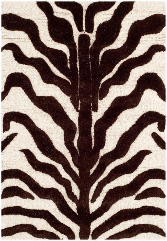 SAFAVIEH Cambridge Leah Animal Stripes Wool Area Rug, Ivory/Brown, 5' x 8'