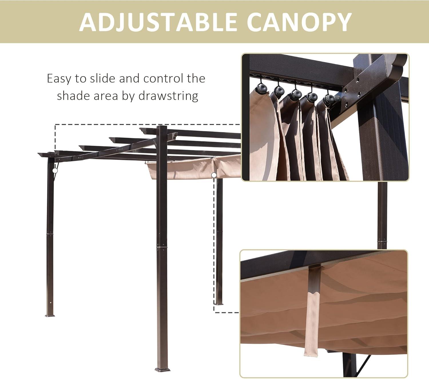 Outsunny Outdoor Retractable Pergola Canopy, Aluminum Patio Pergola, Backyard Shade Shelter for Porch Party, Garden, Grill Gazebo