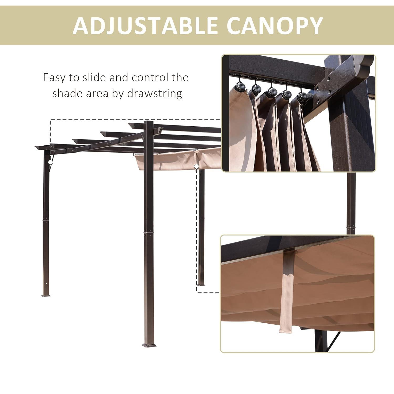 Outsunny Outsunny Pergola with Retractable Shade Canopy, Aluminum