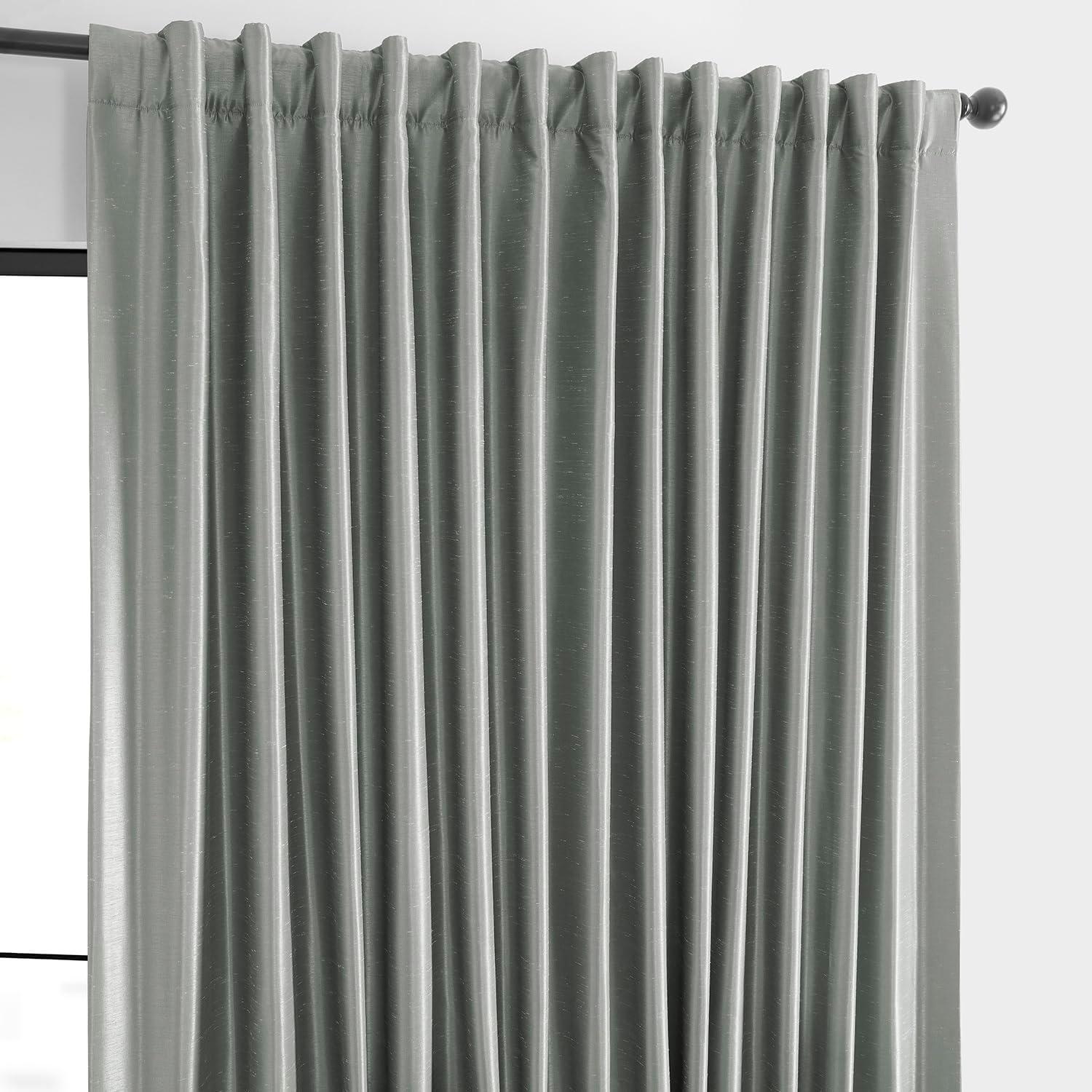 Silver Faux Silk Blackout Curtains 108 Inches Long