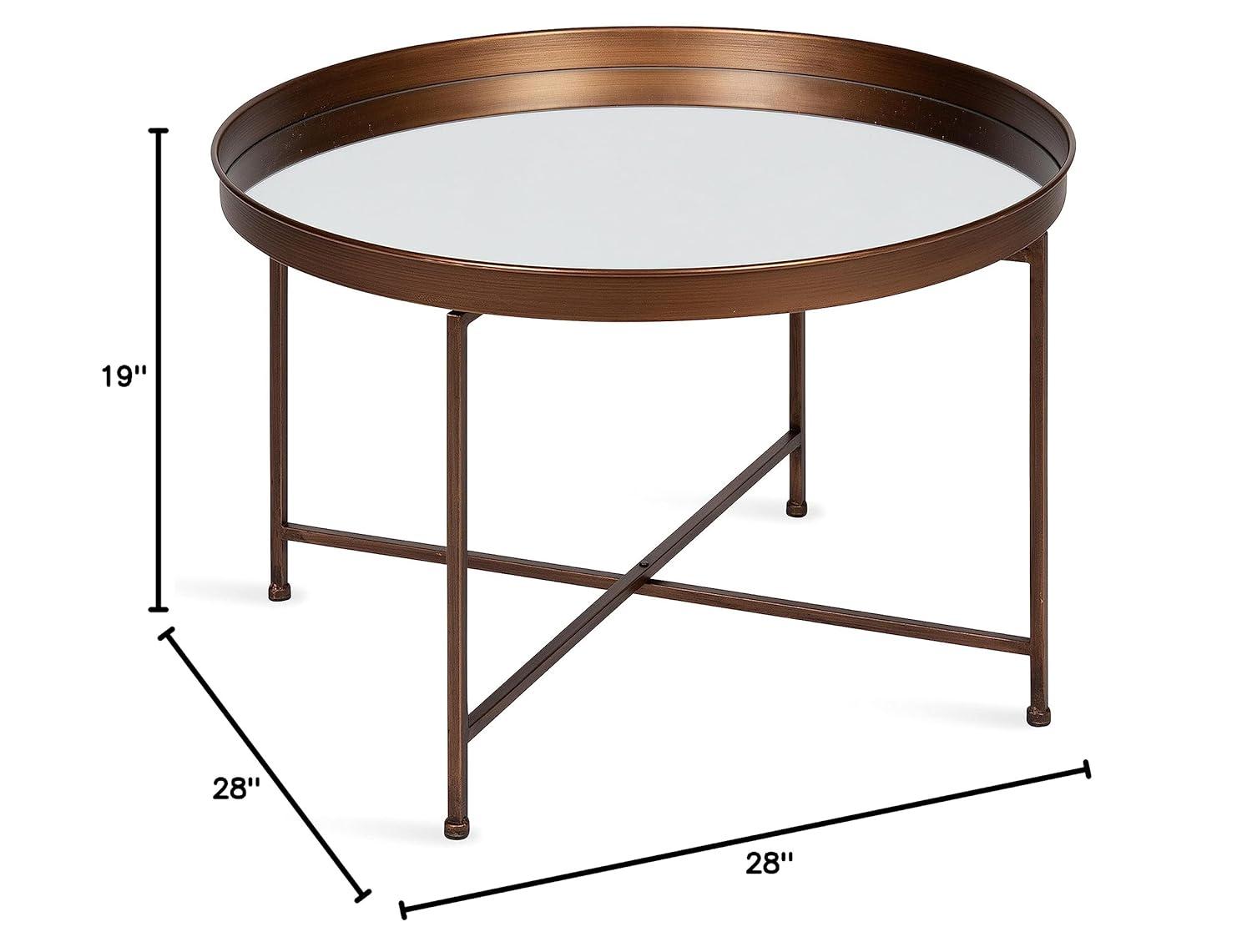 Kate and Laurel Celia Round Metal Coffee Table, 28.25x28.25x19, Bronze