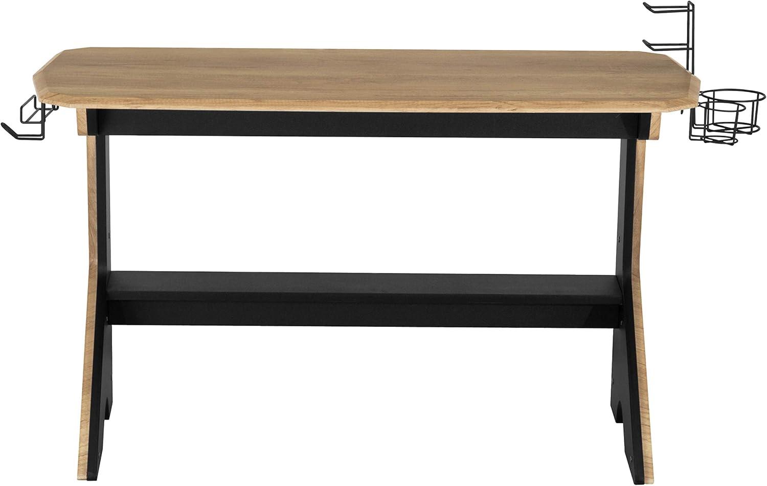 HBBOOMLIFE Home Office Computer Writing Desk Workstation with Two Cupholders and Headphone Hook-Pine 50" W x 22.5" D x 29.5" H