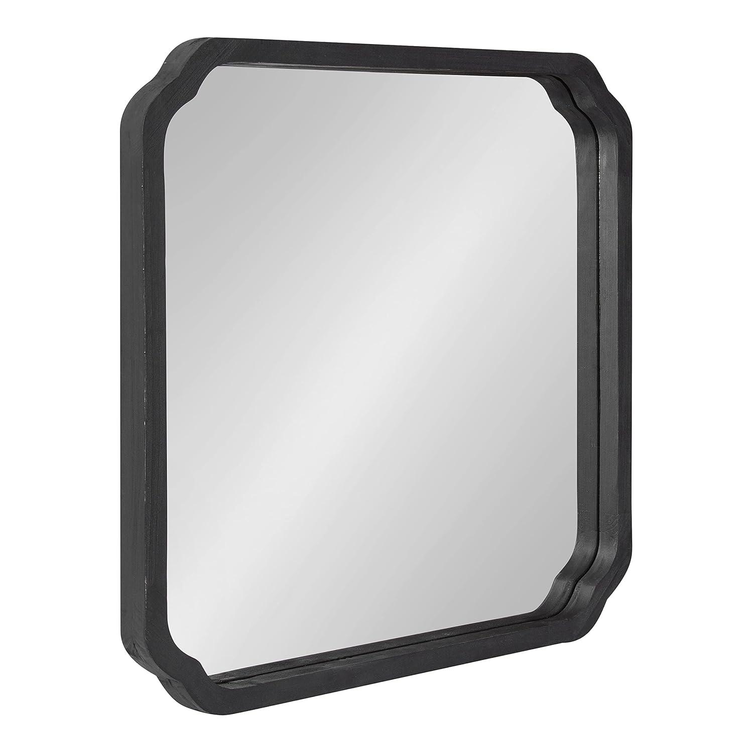 Kate & Laurel All Things Decor 24"x24" Marston Farmhouse Rectangle Wall Mirror Black: Modern Square No Assembly, Wood Frame