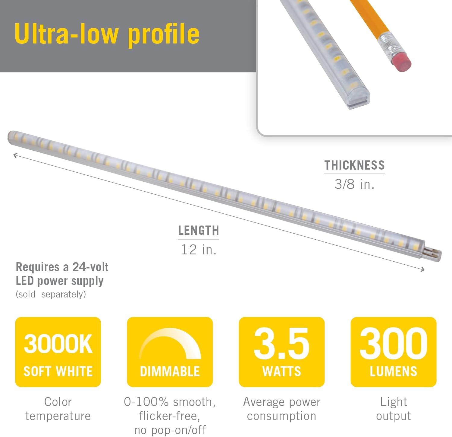 RigidStrip 12" Linkable LED Strip Light Diffuser, 12V