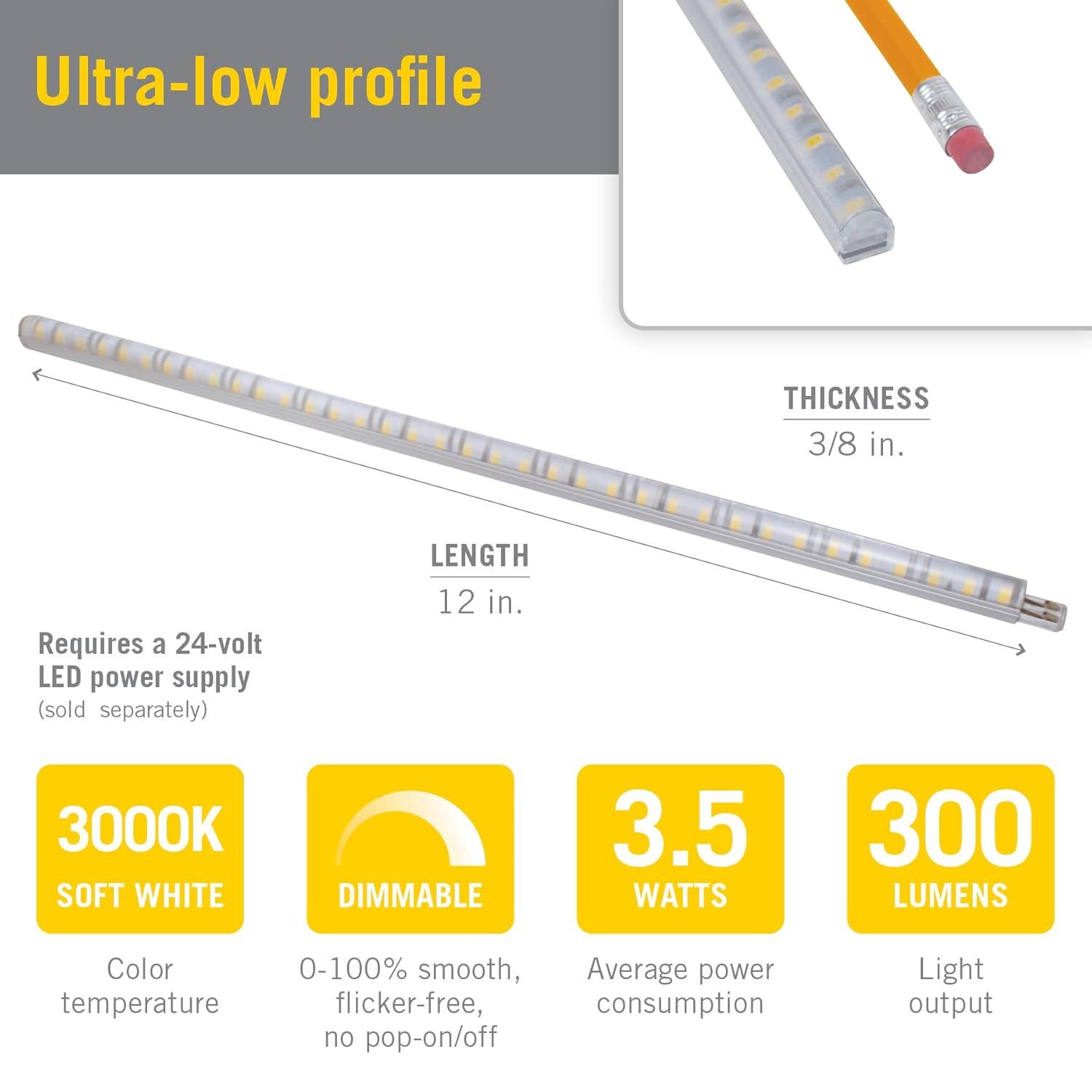 RigidStrip 12" Linkable LED Strip Light Diffuser, 12V