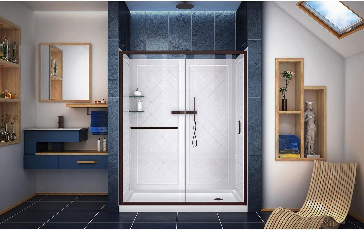 Infinity-Z 0" x 76.75" W Double Sliding Semi-Frameless Shower Enclosure