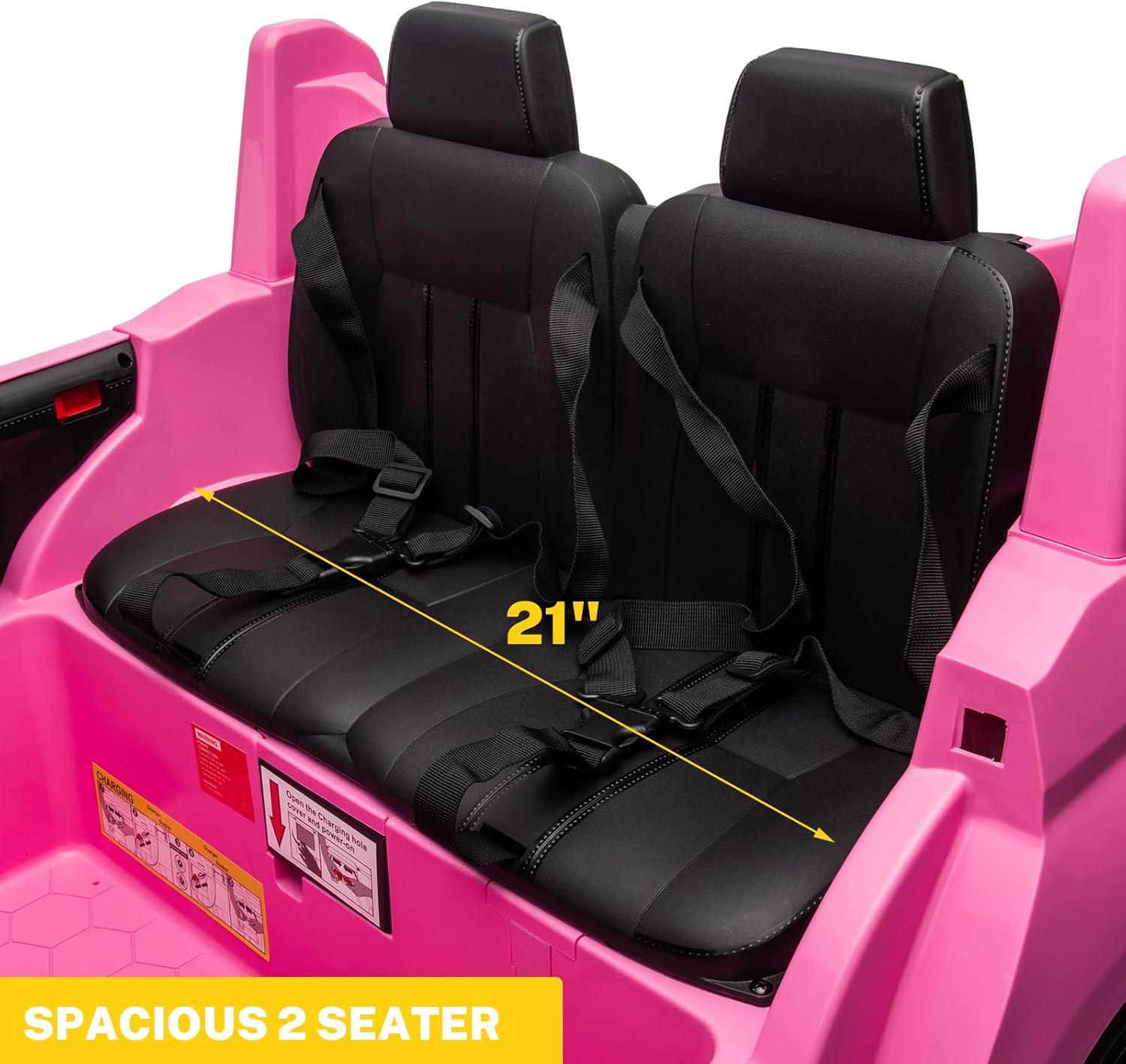 Chevrolet Silverado Autos Ride on con Motor de 24 V para Niños, Juguetes Ride on Extra Grandes de 2 Asientos con Control Remoto, Luz LED, Reproductor de MP3, Vehículos Eléctricos Camión Ride on para Niños y Niñas, Regalos, Azul