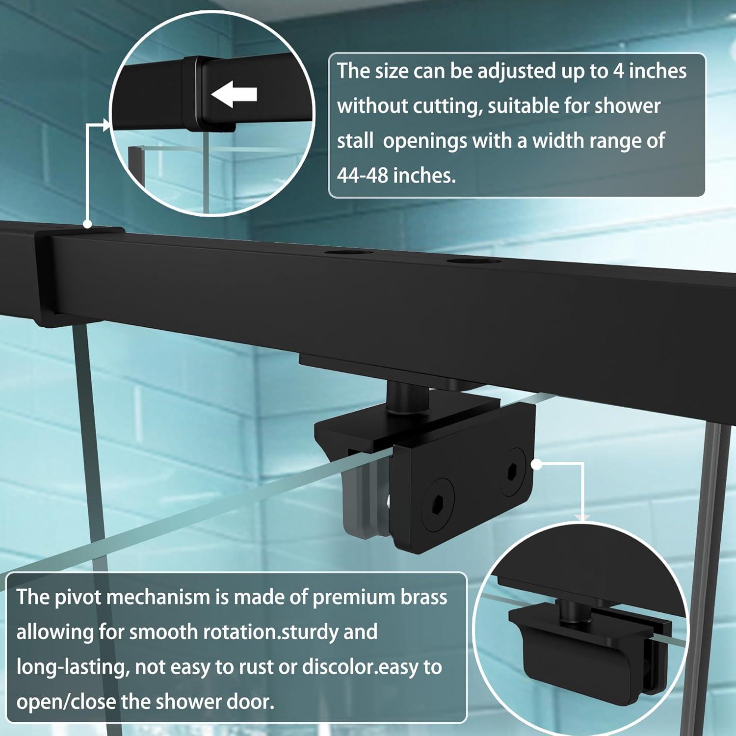 44-48 in.W x 72 in.H Semi-Frameless Sliding Shower Door Clear SGCC Tempered Glass.