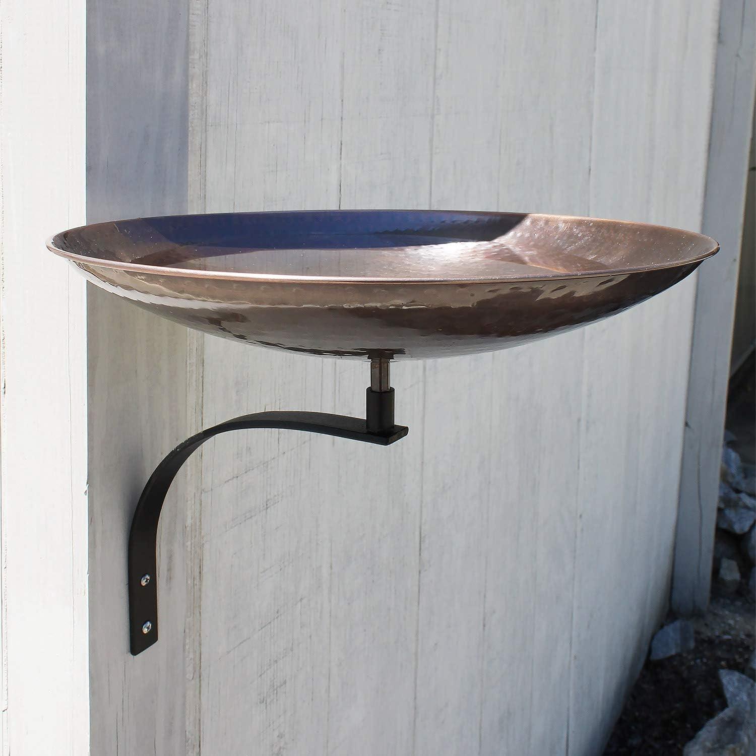 12" Burnt Copper Birdbath with Wall Mount Bracket Antique Finish - Achla Designs: Steel, Weather-Resistant, No Assembly Required