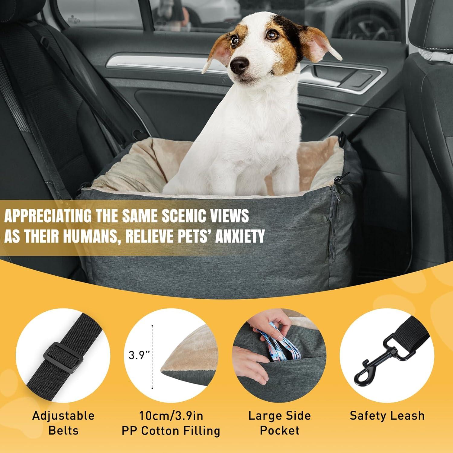 Detachable Washable and Waterproof Puppy Booster Car seat Soft Portable Dog Bed