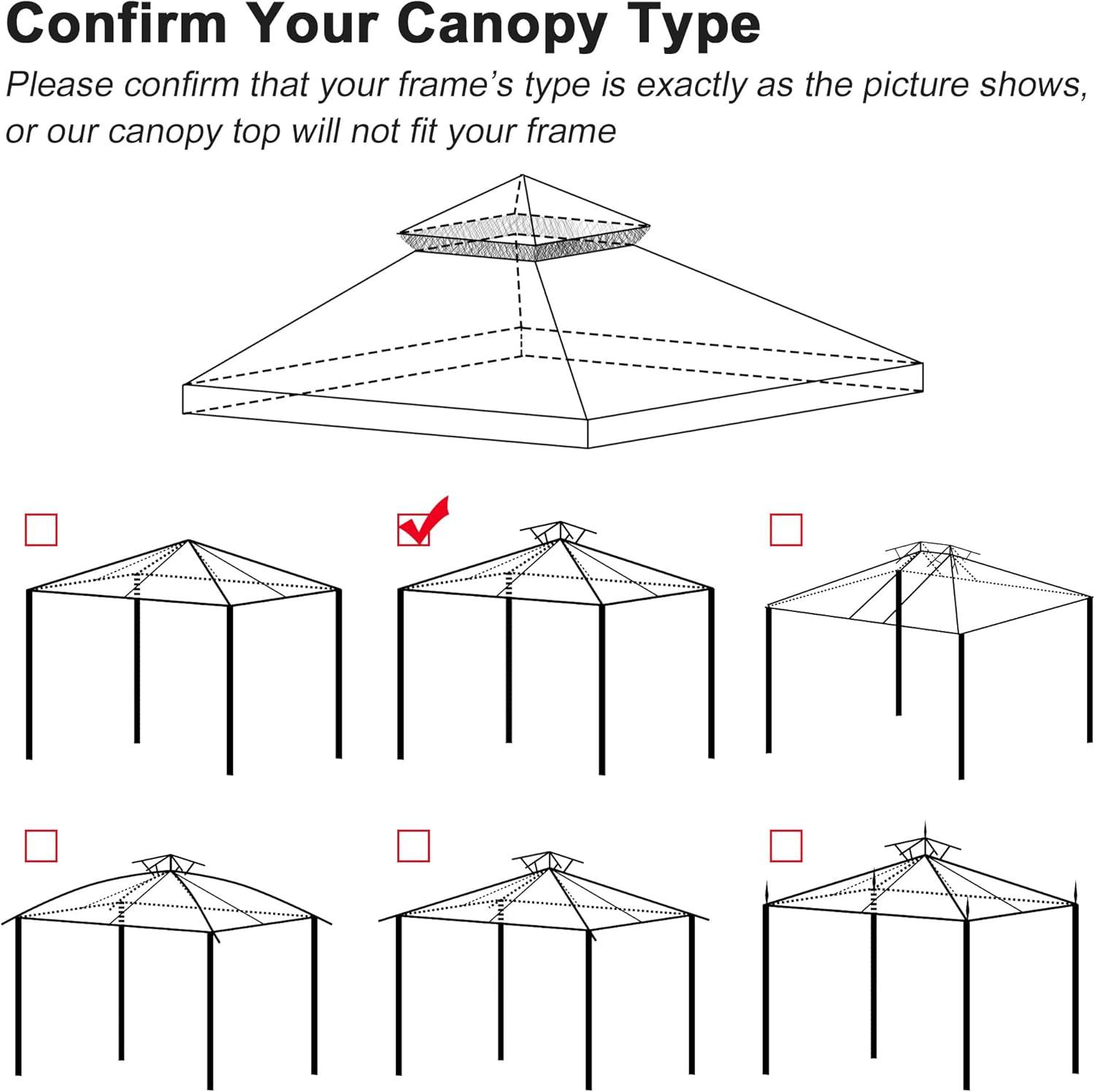 Yescom Yescom Canopy Top Replacement for 2-Tier Crescent TJSG081 Gazebo Outdoor Garden Yard Patio Cover