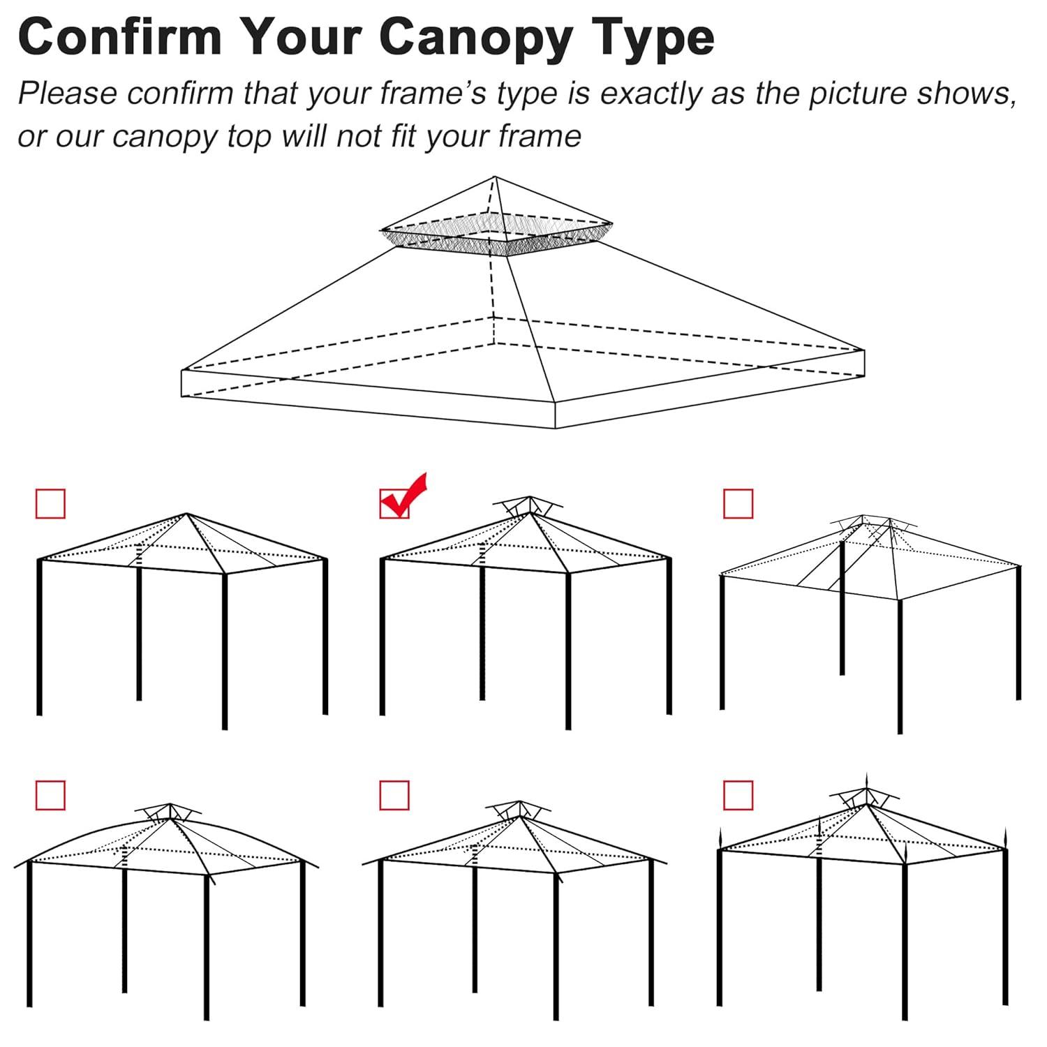 Yescom Yescom Canopy Top Replacement for 2-Tier Crescent TJSG081 Gazebo Outdoor Garden Yard Patio Cover