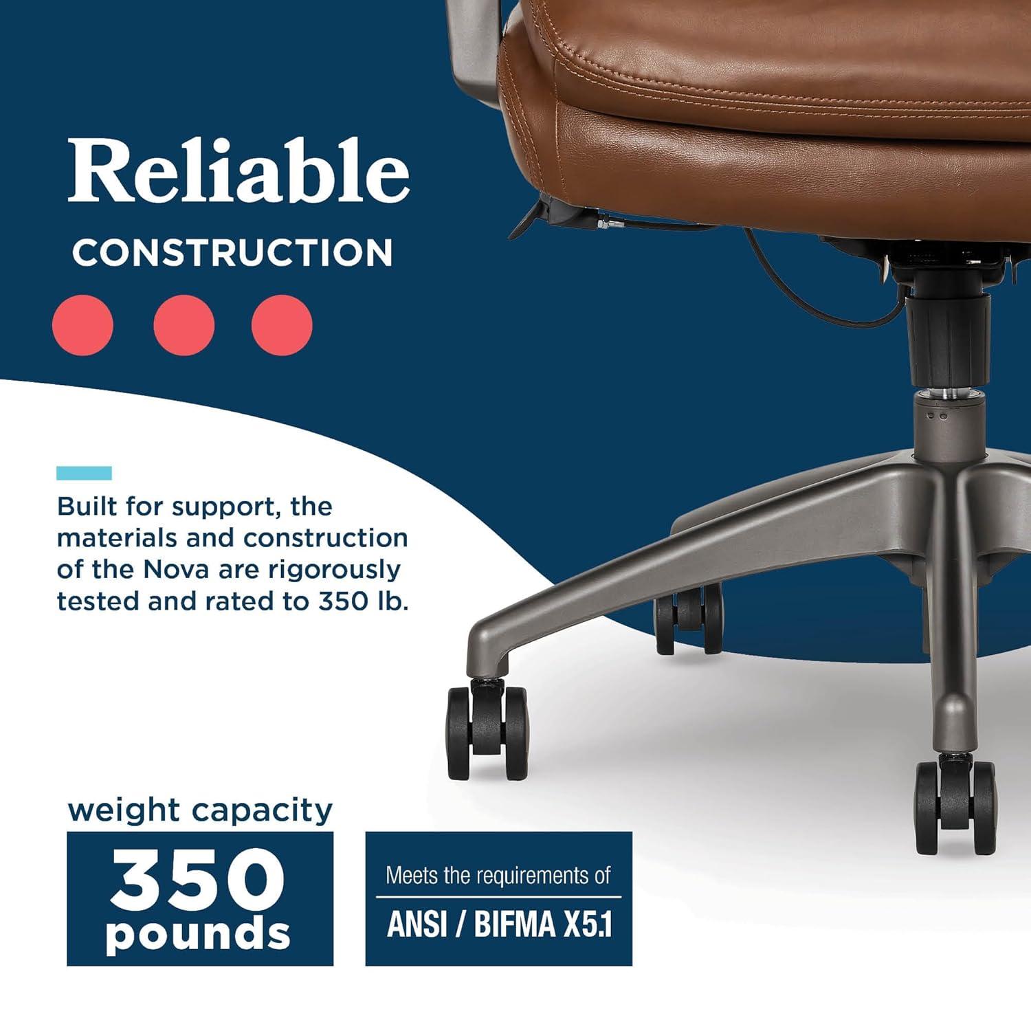 La-Z-Boy La-Z-Boy® Nova Executive Office Chair, Patented AIR Ergonomic Support Technology®, High-Back Premium Comfort & Support, Vegan PU Leather