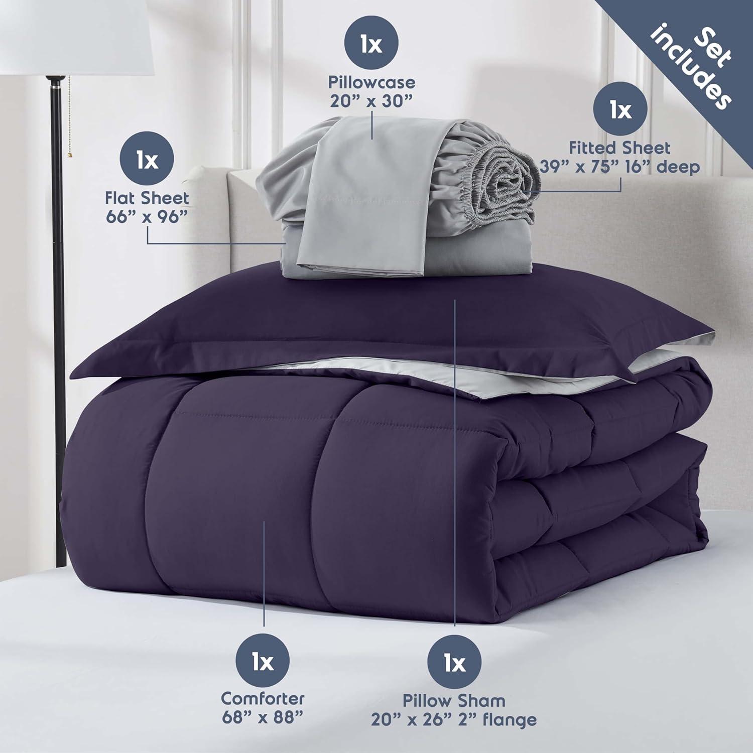 Nestl Bed-in-A-Bag Reversible Comforter Set with Bed Sheets